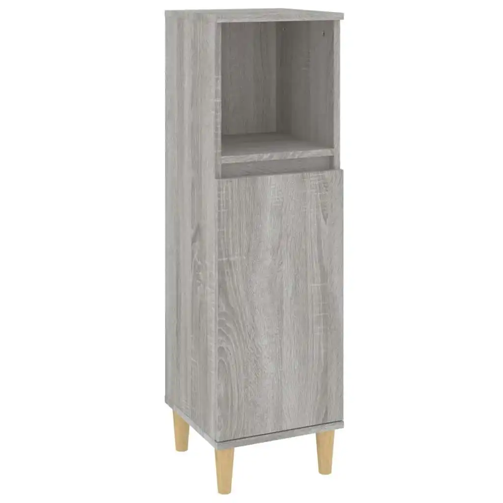 Bathroom Cabinet Grey Sonoma 30x30x100 cm Engineered Wood 819810