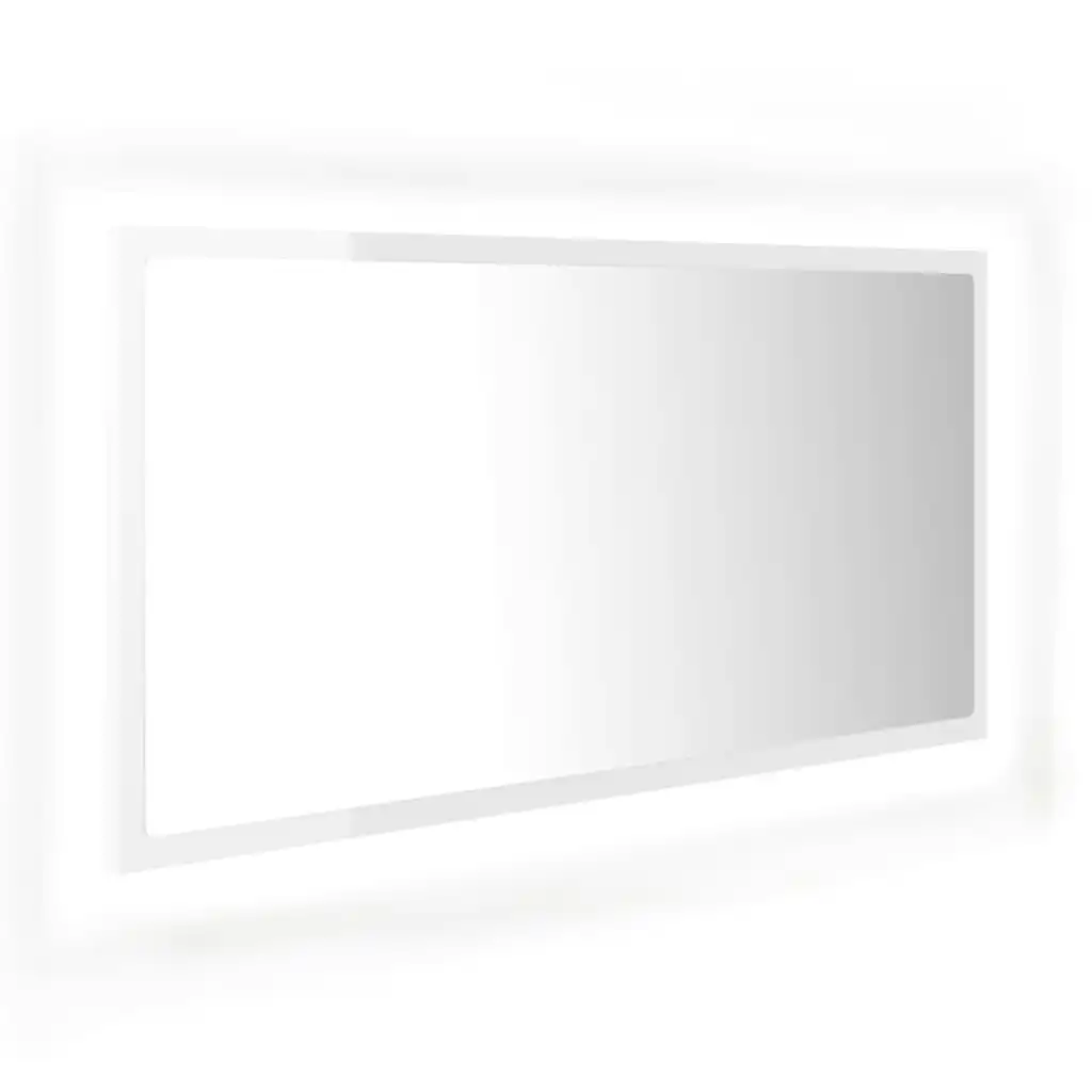 LED Bathroom Mirror High Gloss White 90x8.5x37 cm Acrylic 804937