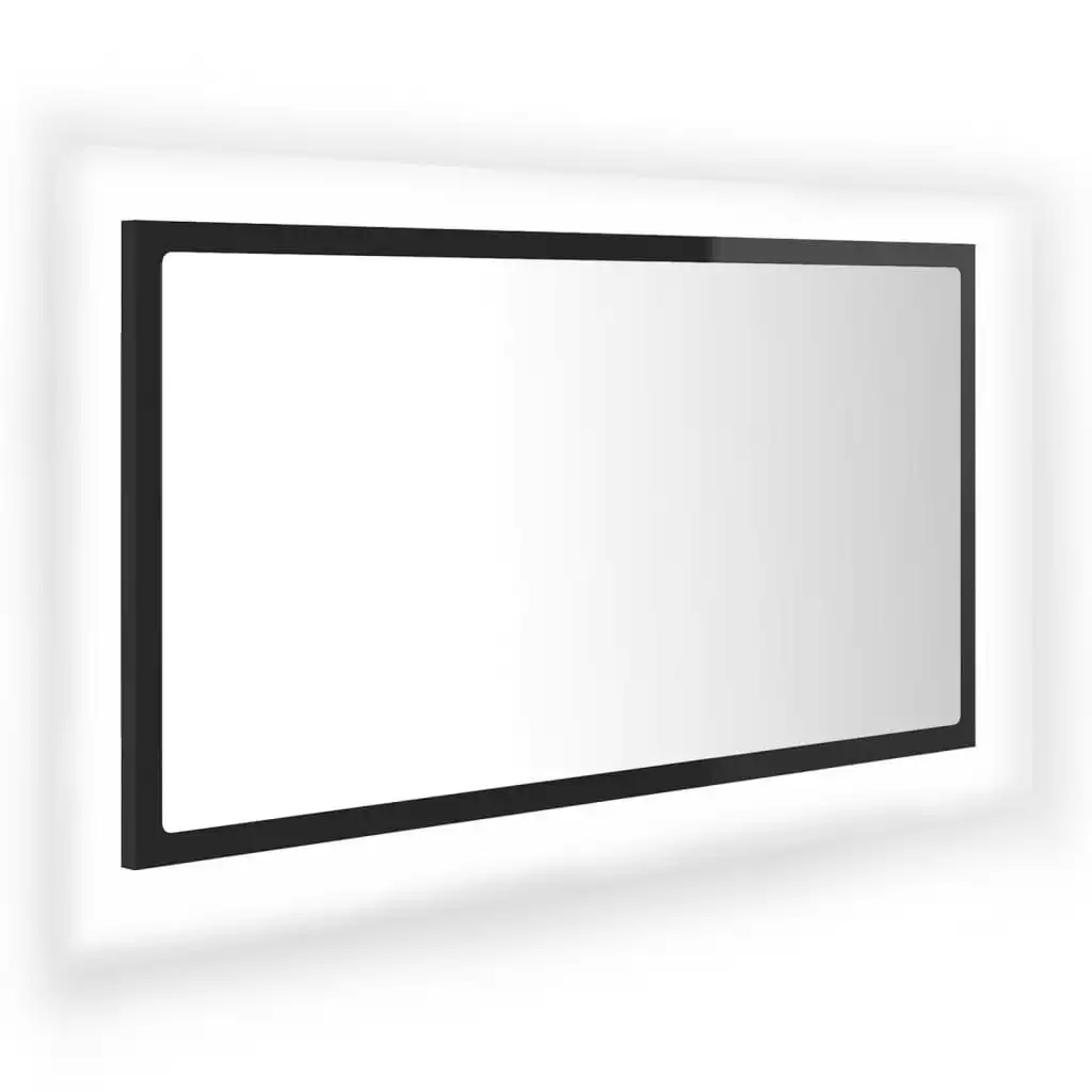 LED Bathroom Mirror High Gloss Black 80x8.5x37 cm Acrylic 804930