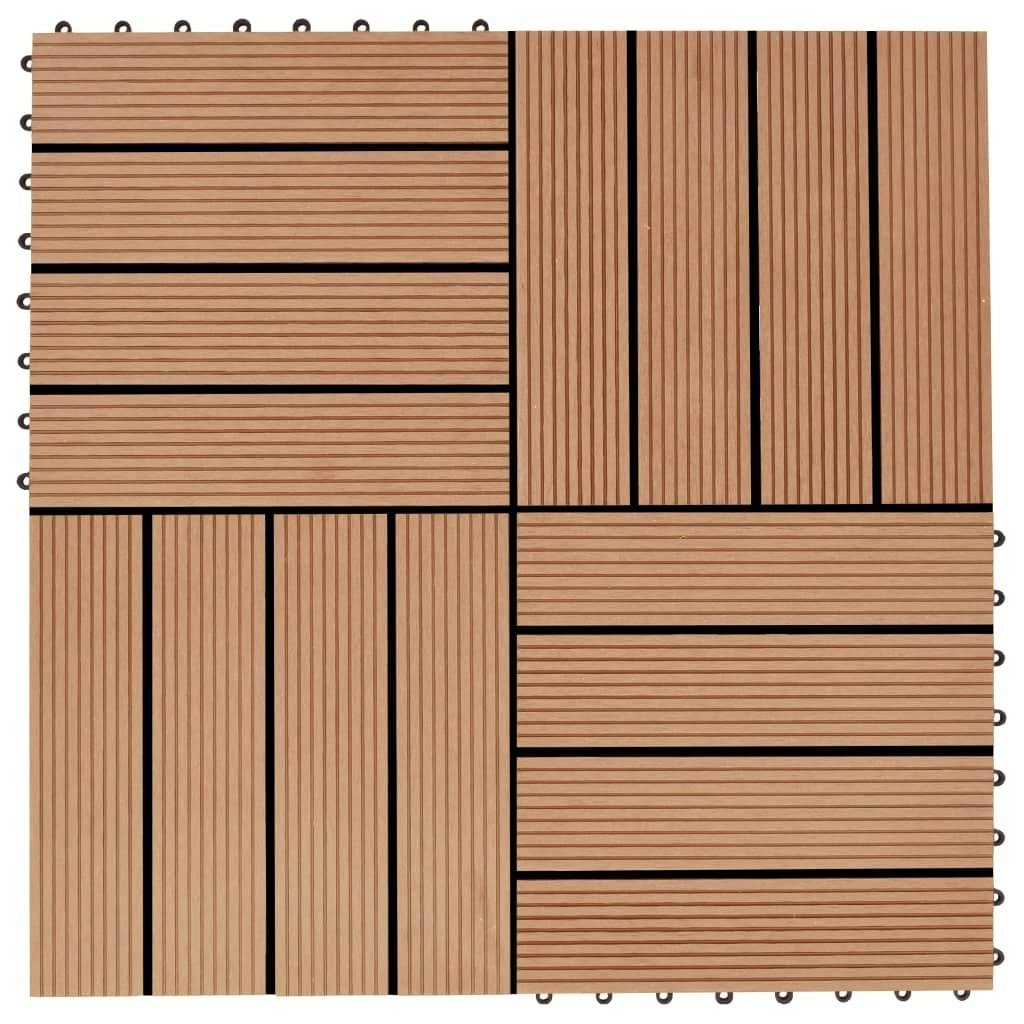 11 pcs Decking Tiles WPC 30x30 cm 1 sqm Teak Colour 45024