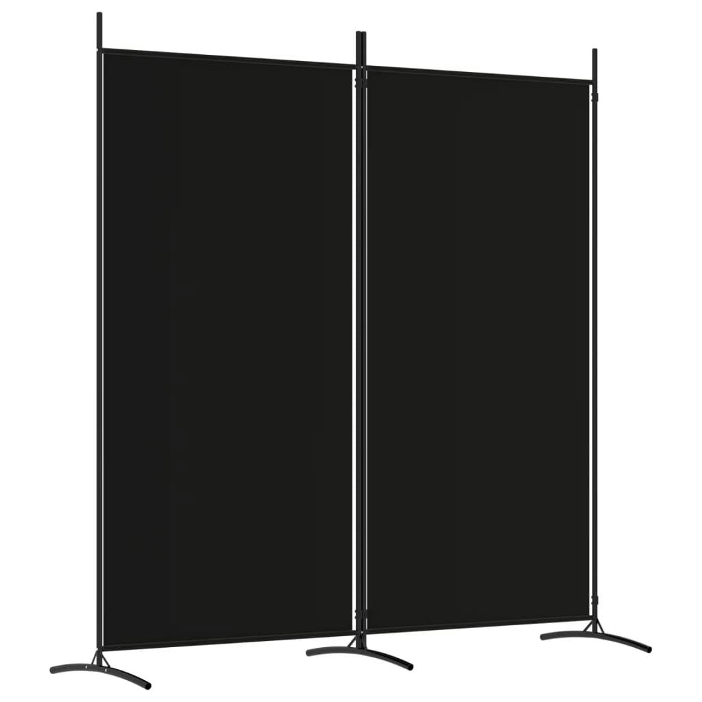 2-Panel Room Divider Black 175x180 cm Fabric 350261