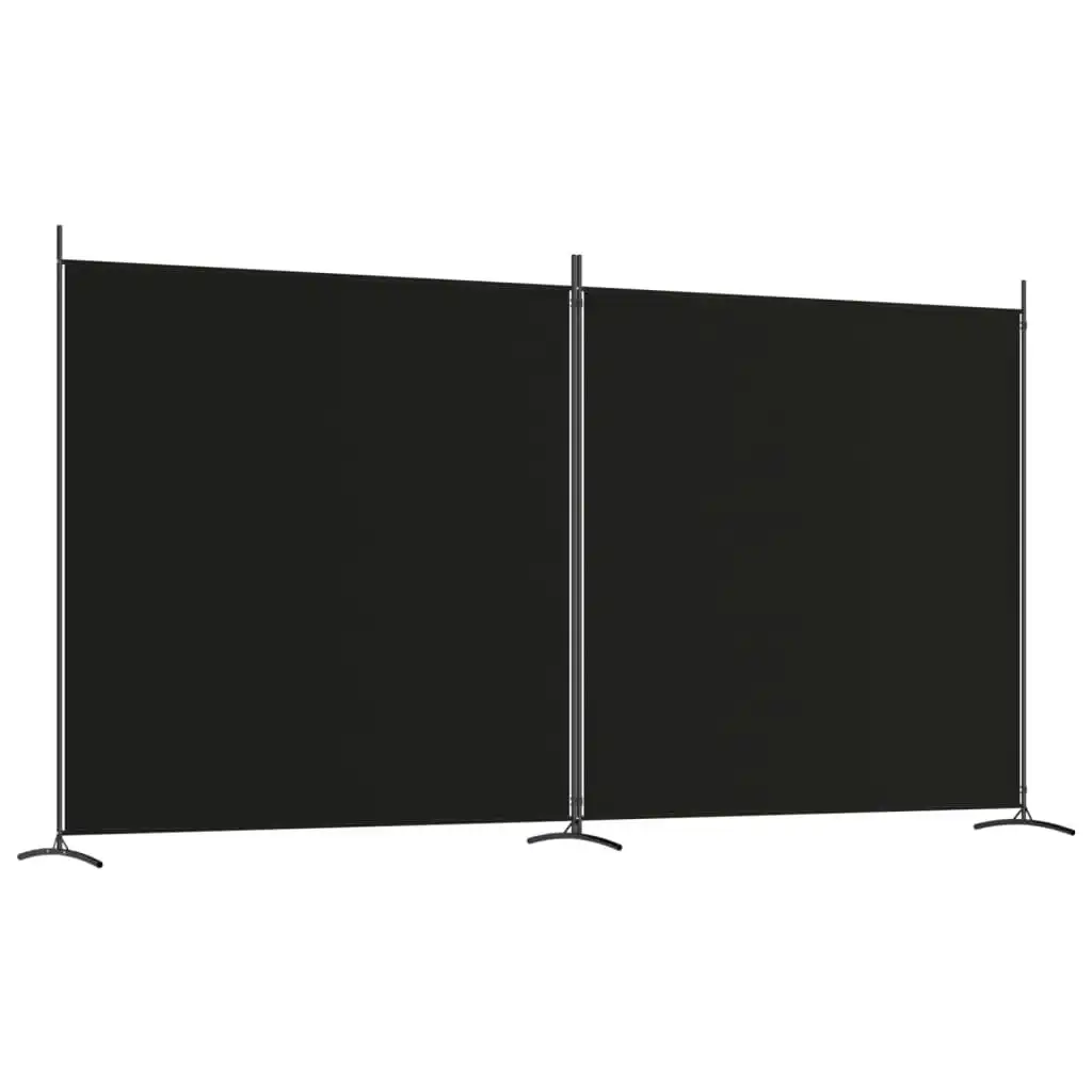 2-Panel Room Divider Black 348x180 cm Fabric 350277