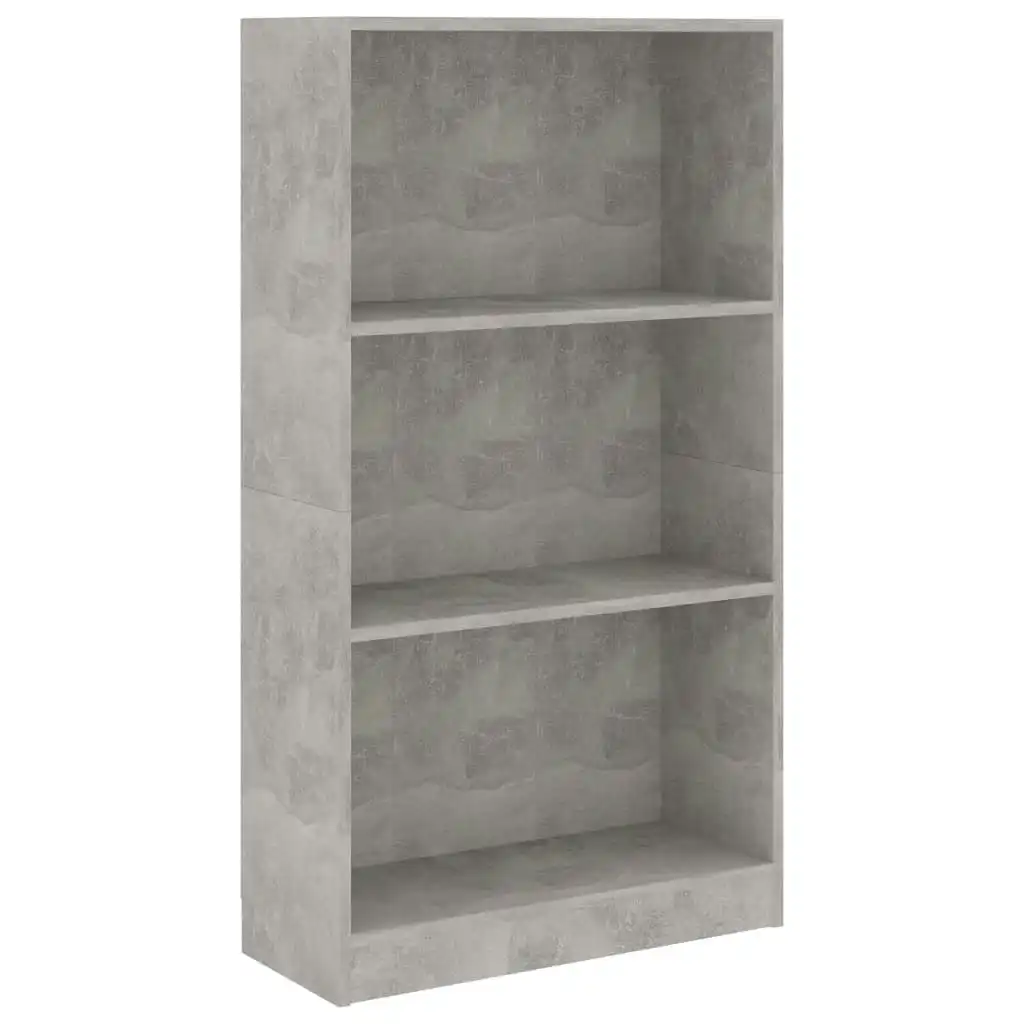 3-Tier Book Cabinet Concrete Grey 60x24x109 cm Engineered Wood 800868