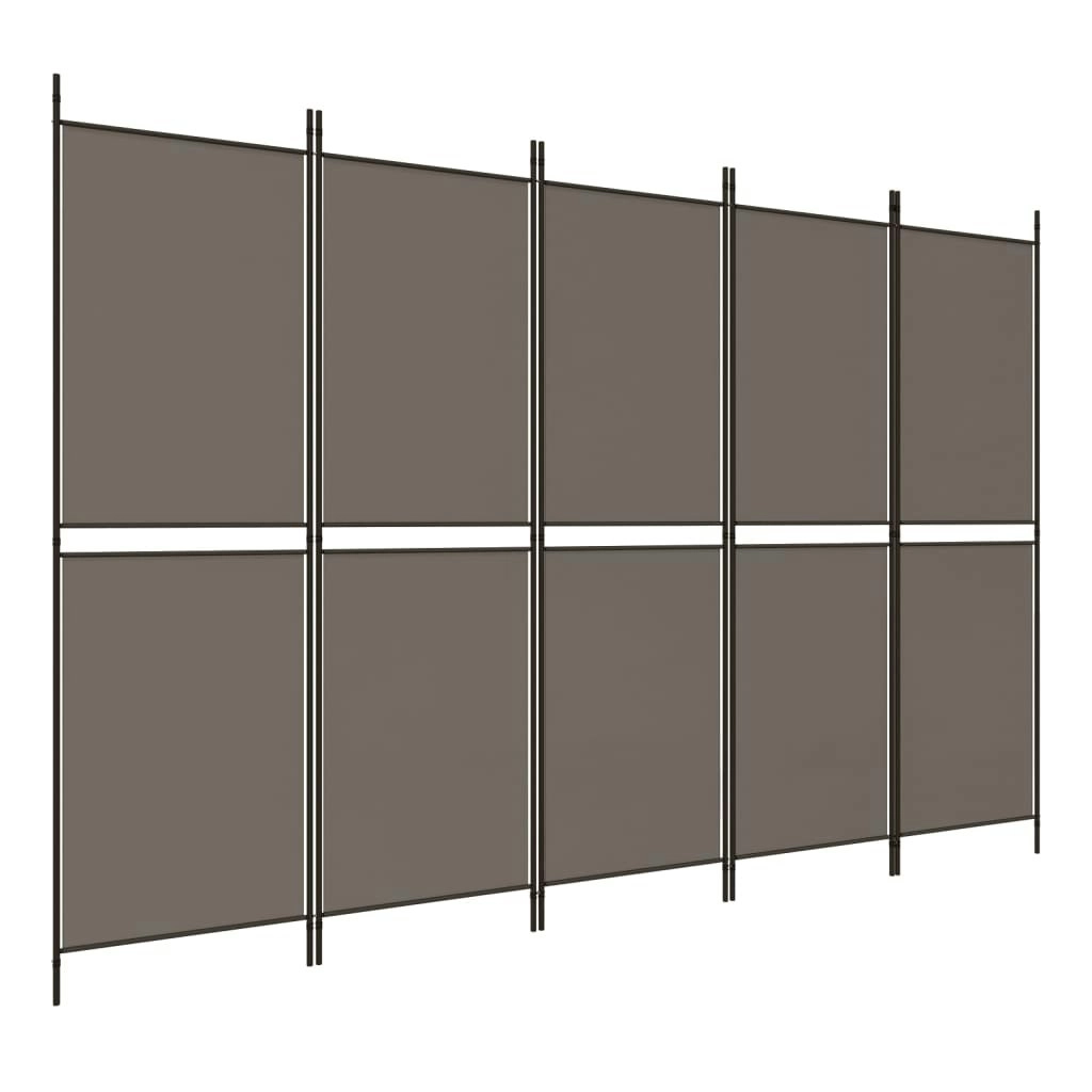 5-Panel Room Divider Anthracite 250x180 cm Fabric 350220