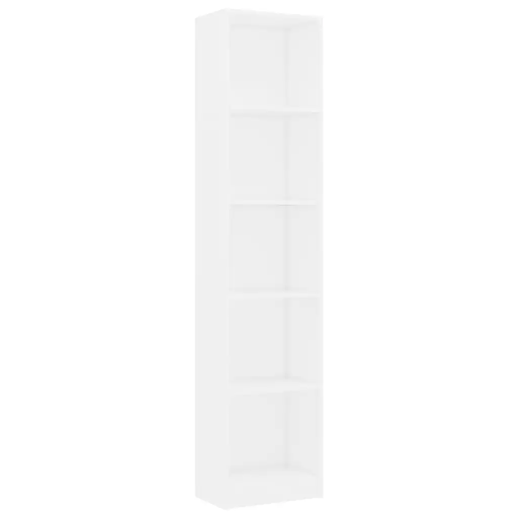 5-Tier Book Cabinet White 40x24x175 cm Engineered Wood 800846