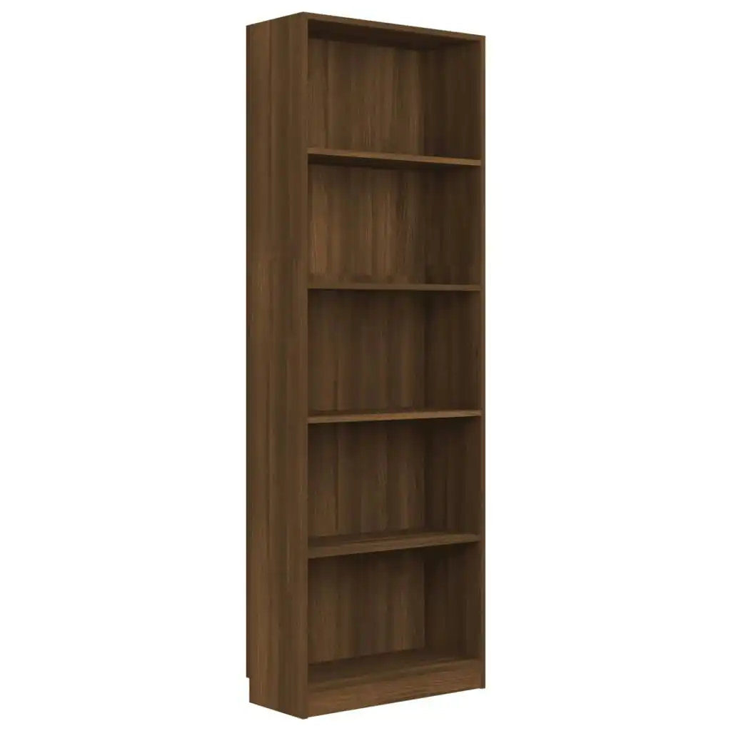 5-Tier Book Cabinet Brown Oak 60x24x175 cm Engineered Wood 815434