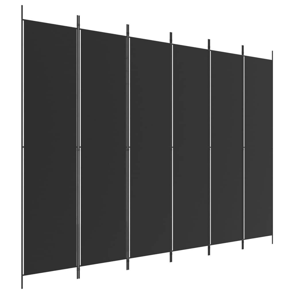 6-Panel Room Divider Black 300x220 cm Fabric 350209