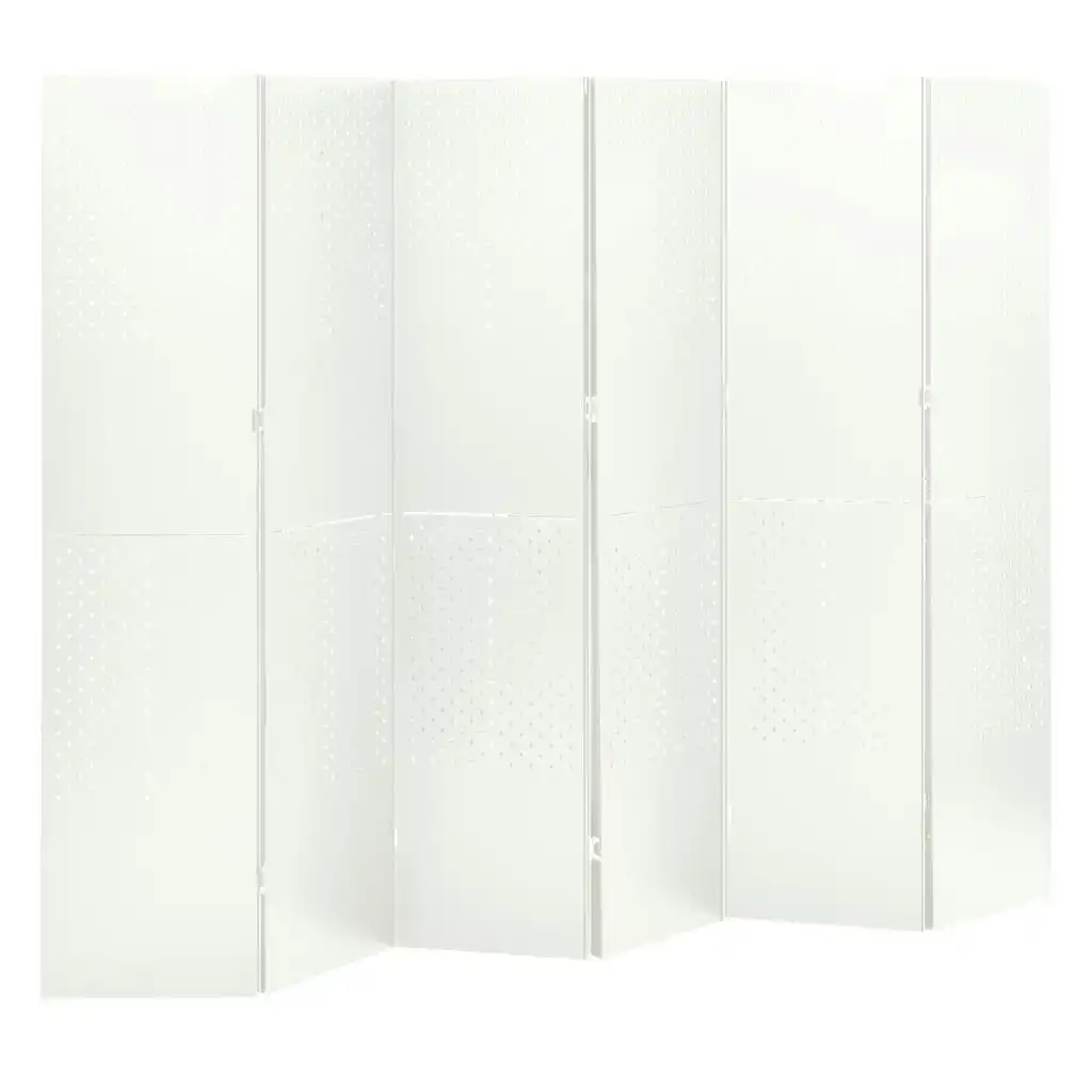 6-Panel Room Divider White 240x180 cm Steel 335905