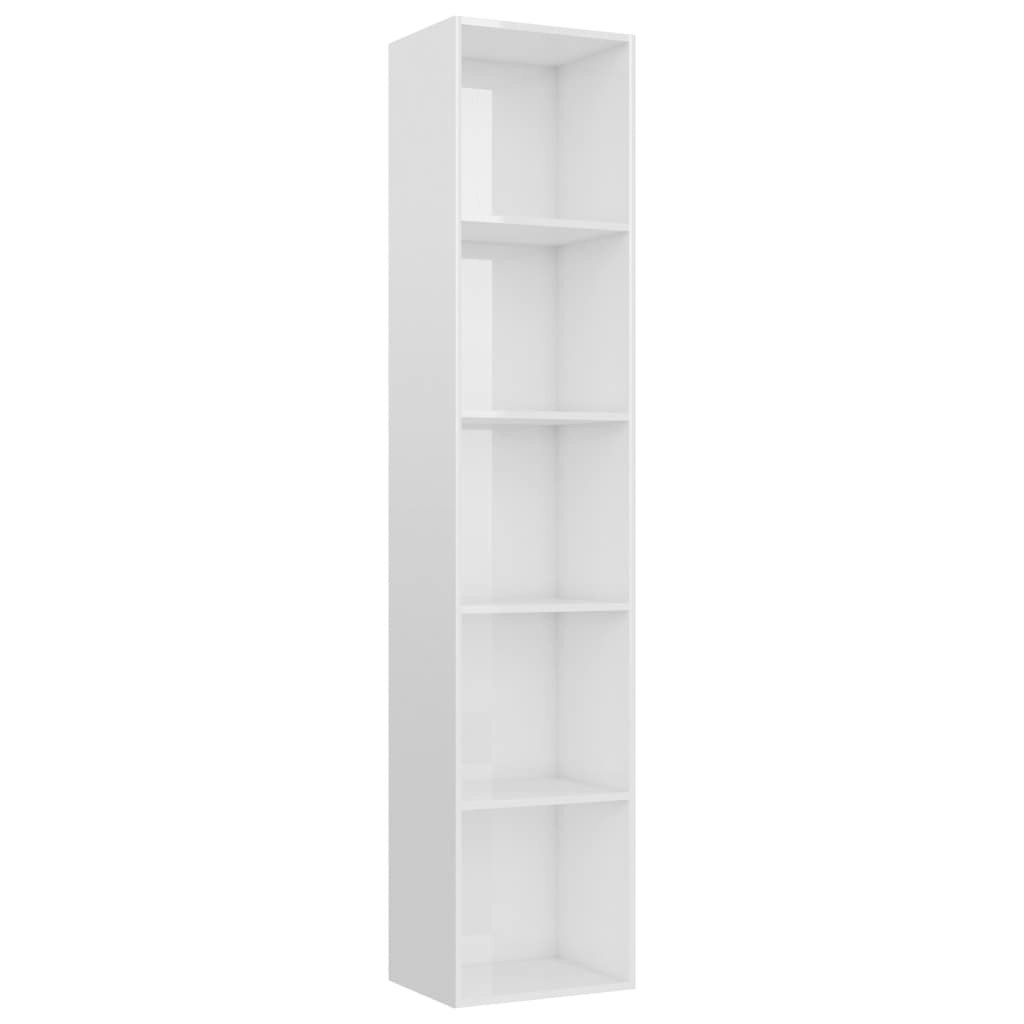 Book Cabinet High Gloss White 40x30x189 cm Engineered Wood 800960