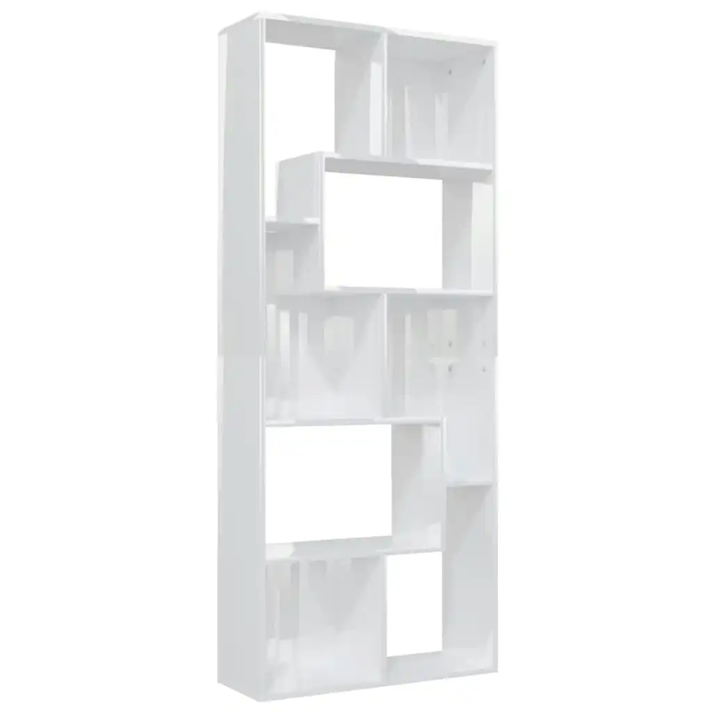 Book Cabinet High Gloss White 67x24x161 cm Engineered Wood 801883