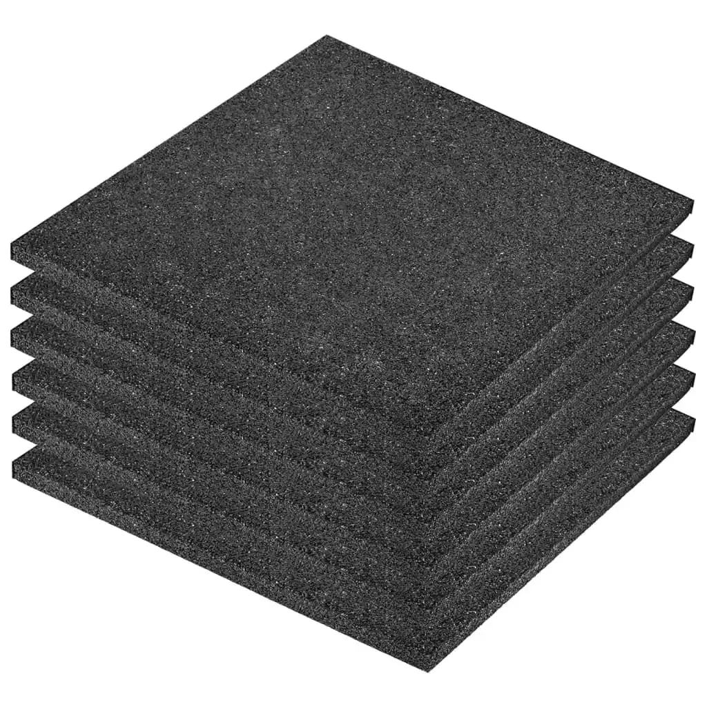 Fall Protection Tiles 6 pcs Rubber 50x50x3 cm Black 91785