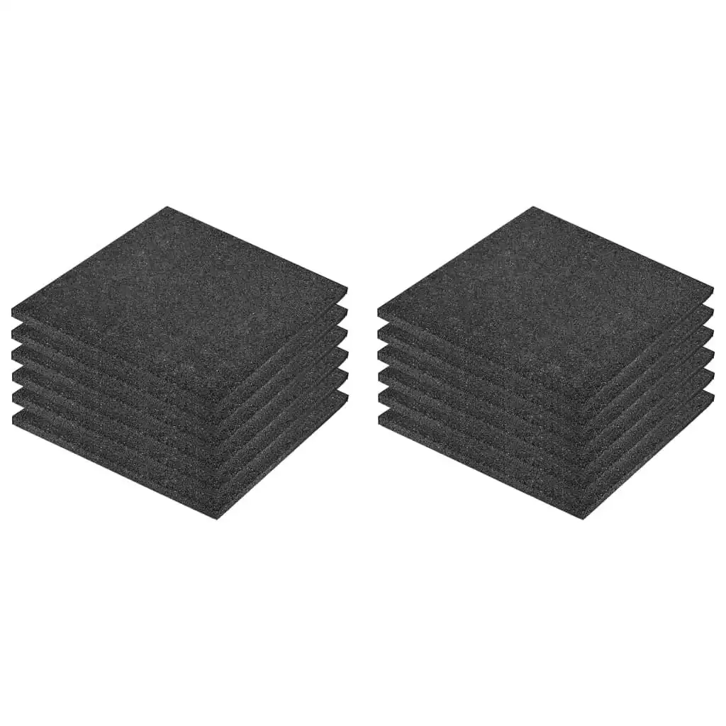 Fall Protection Tiles 12 pcs Rubber 50x50x3 cm Black 276273