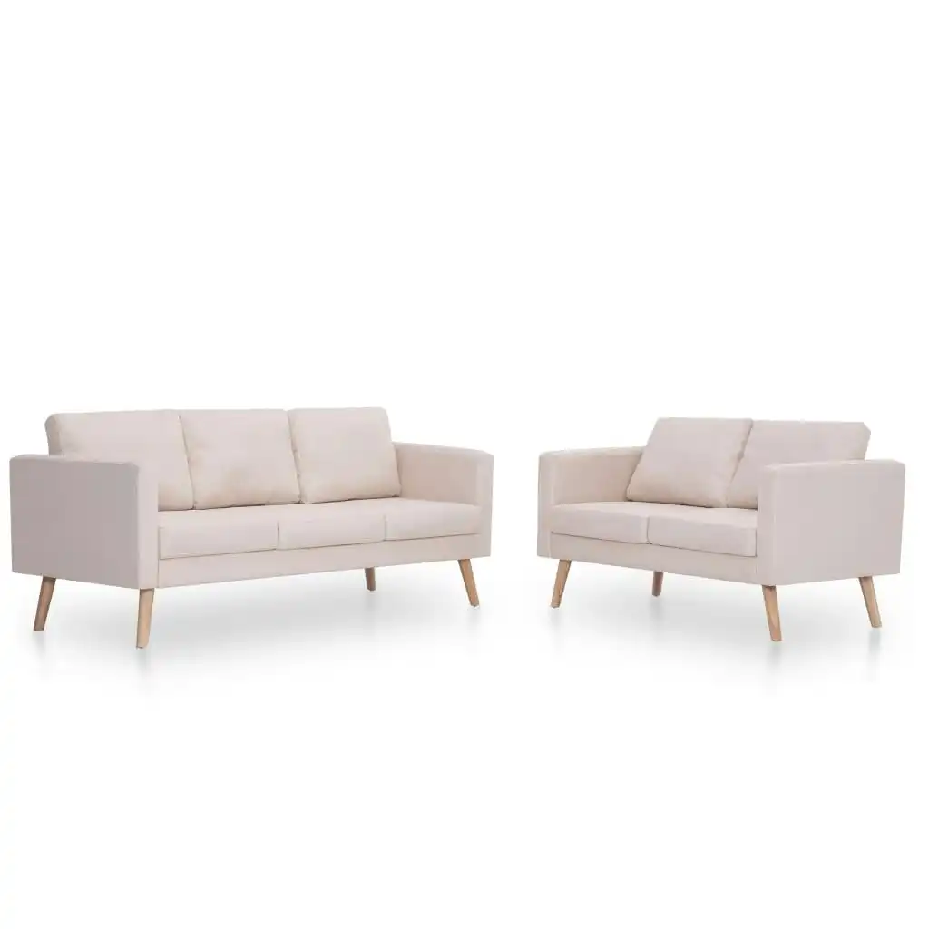 2 Piece Sofa Set Fabric Cream 276851