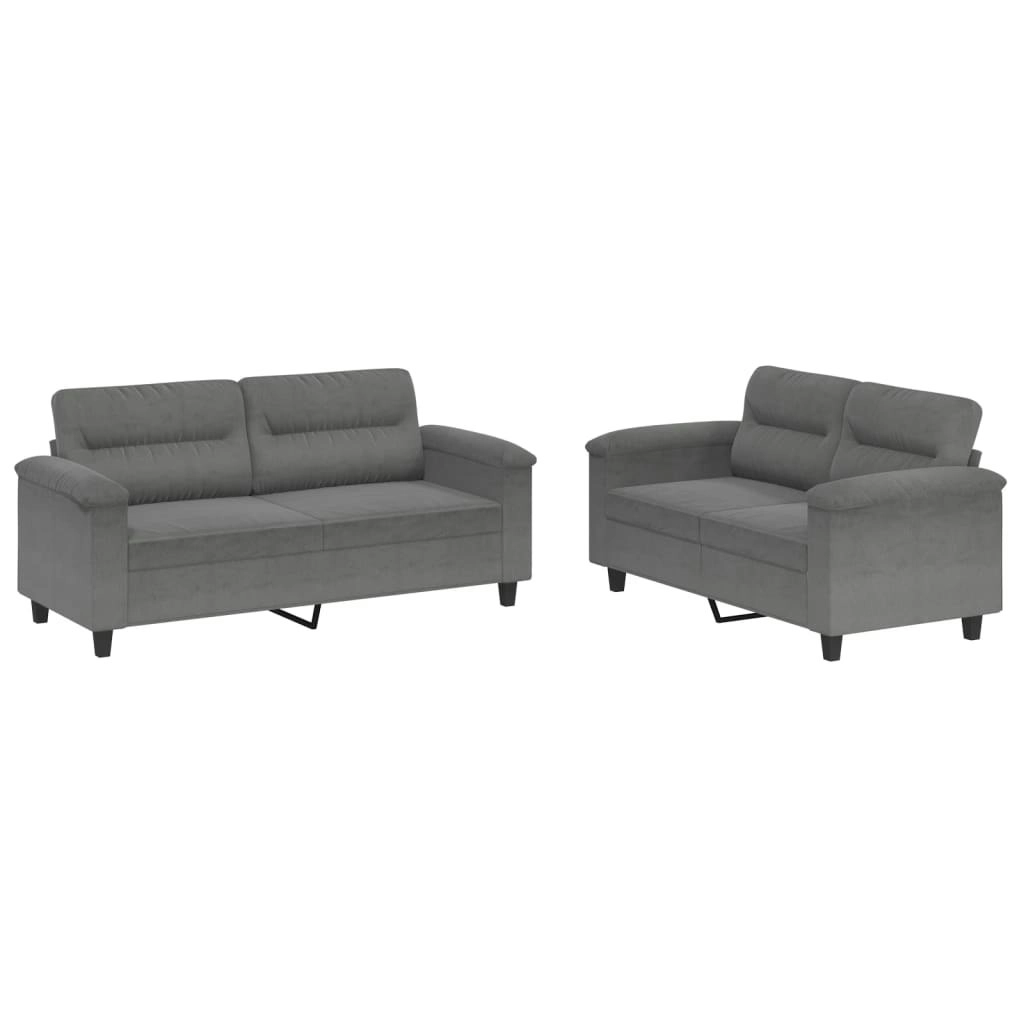 2 Piece Sofa Set with Cushions Dark Grey Microfibre Fabric 3202316