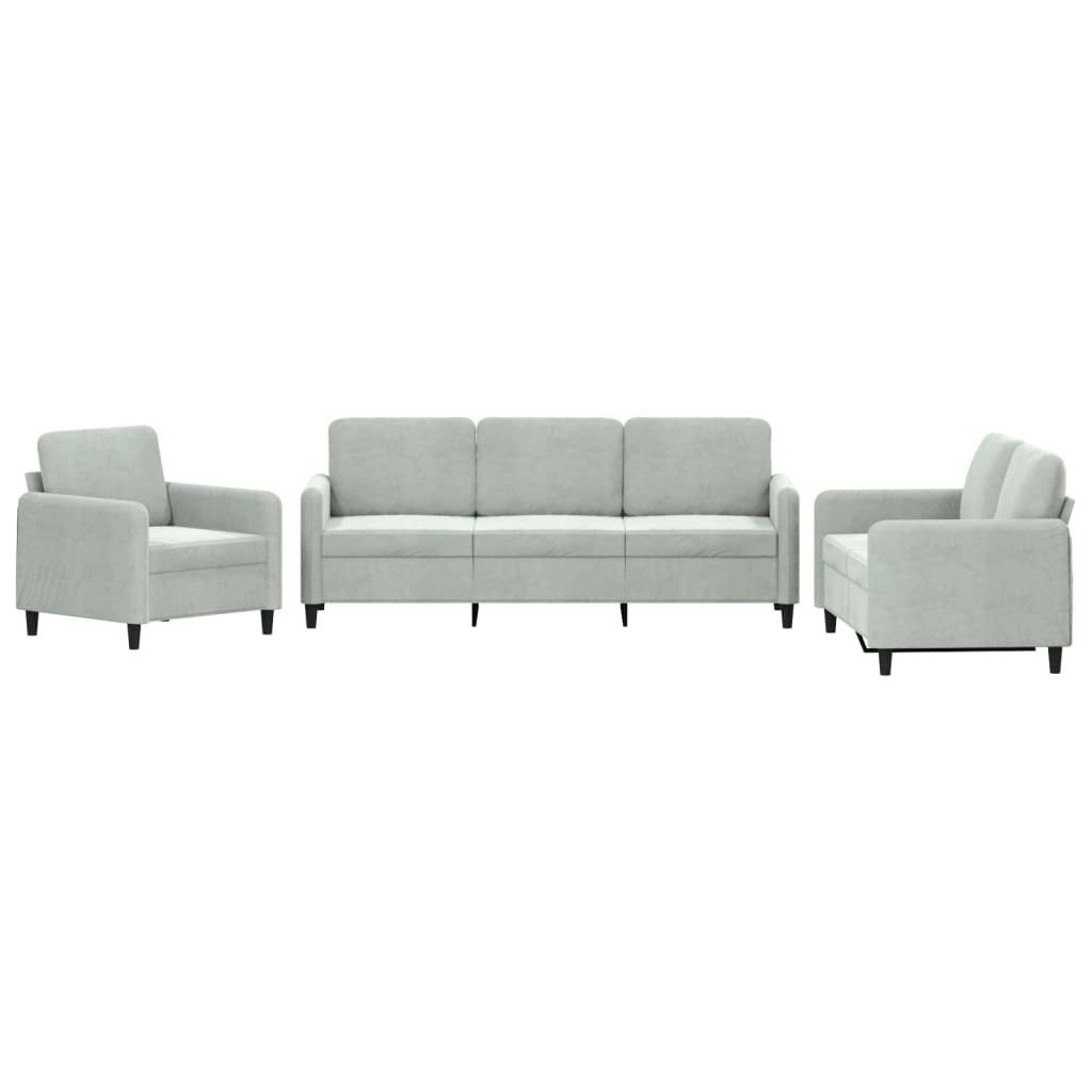 3 Piece Sofa Set Light Grey Velvet 3201934