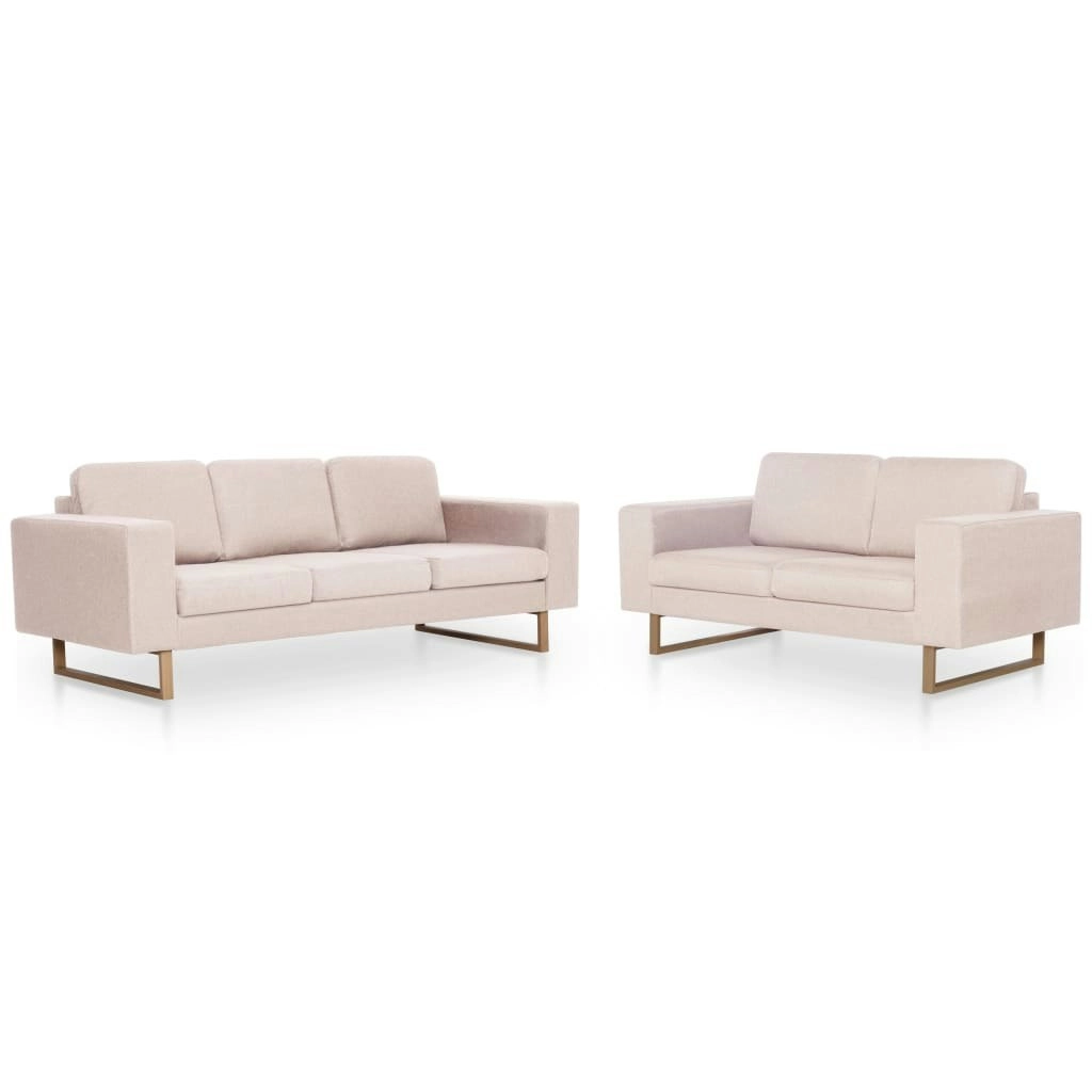 2 Piece Sofa Set Fabric Cream 276859