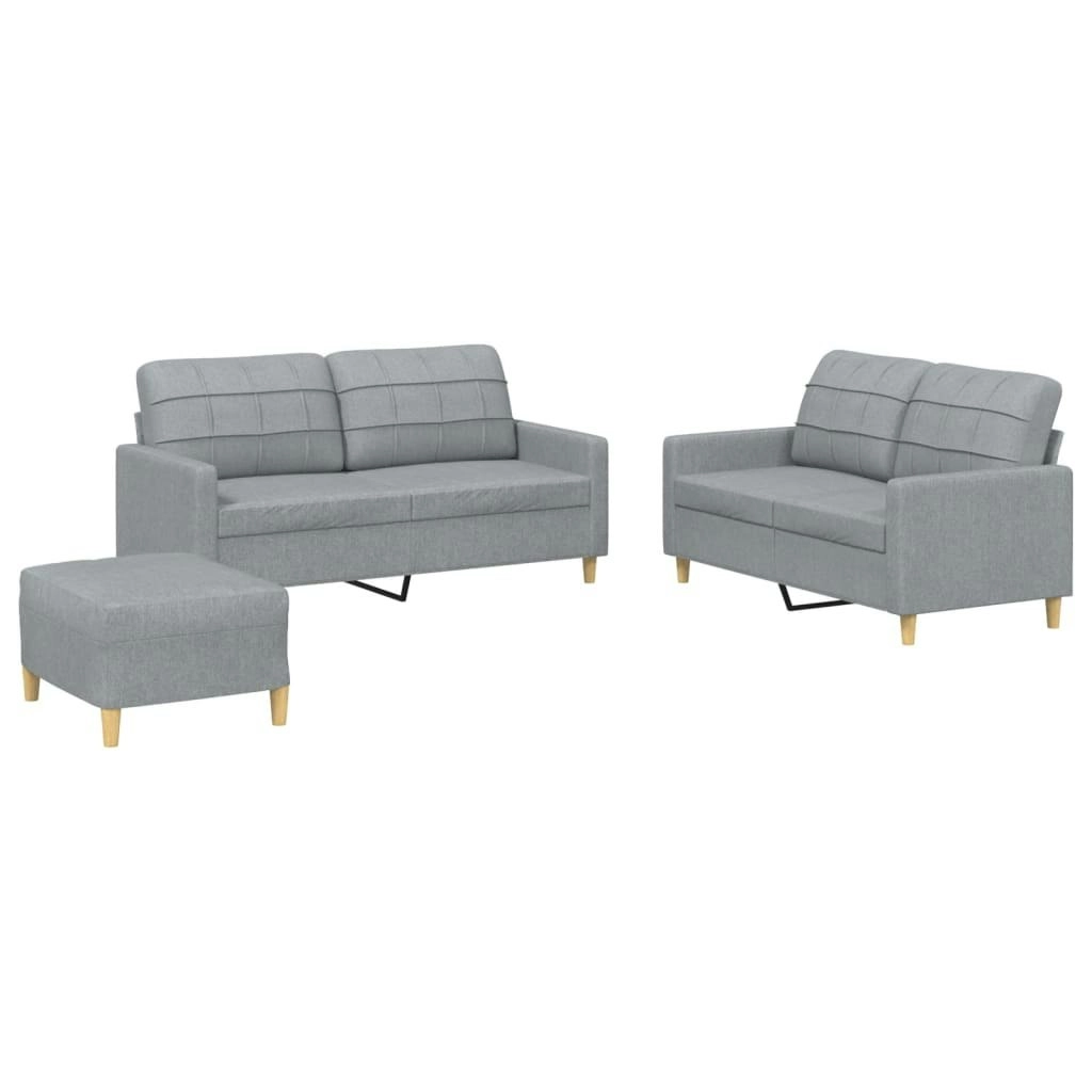 3 Piece Sofa Set with Cushions Light Grey Fabric 3201282