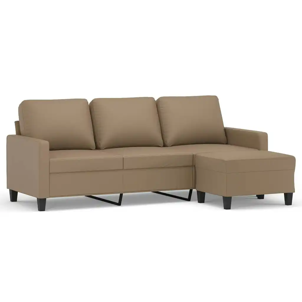 3-Seater Sofa with Footstool Cappuccino 180 cm Faux Leather 3201028