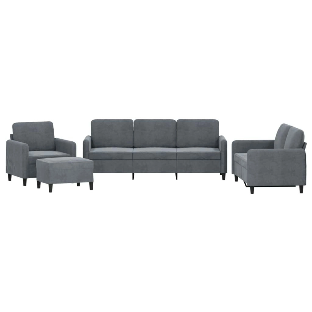 4 Piece Sofa Set Dark Grey Velvet 3201945