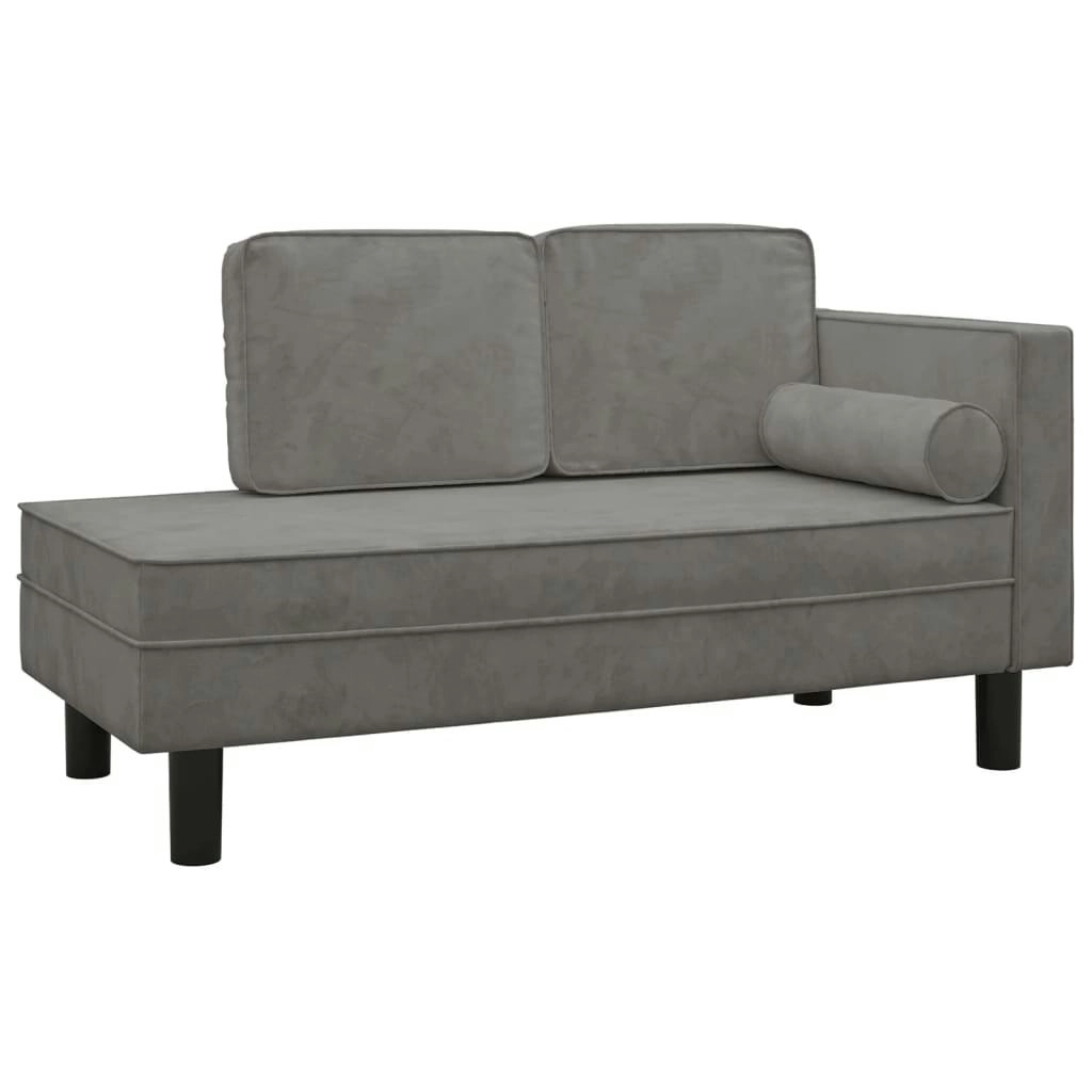 Chaise Lounge with Cushions and Bolster Light Grey Velvet 340703