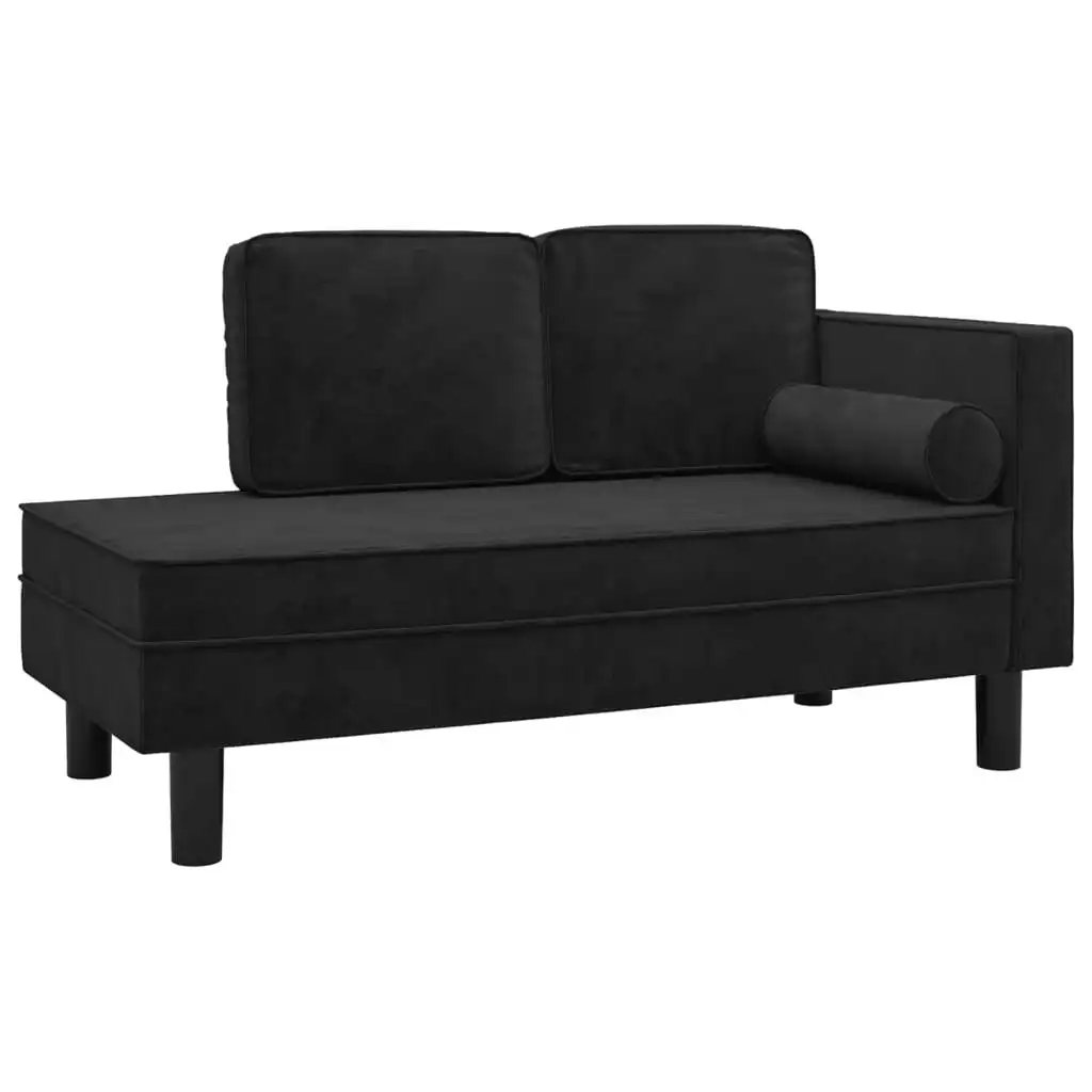 Chaise Lounge with Cushions and Bolster Black Velvet 340709