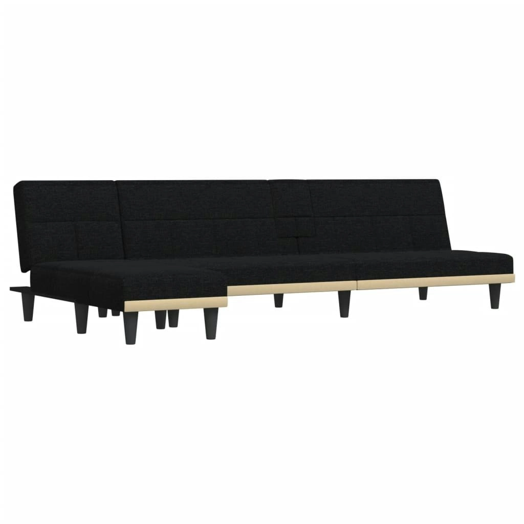 L-shaped Sofa Bed Black 255x140x70 cm Fabric 3157228