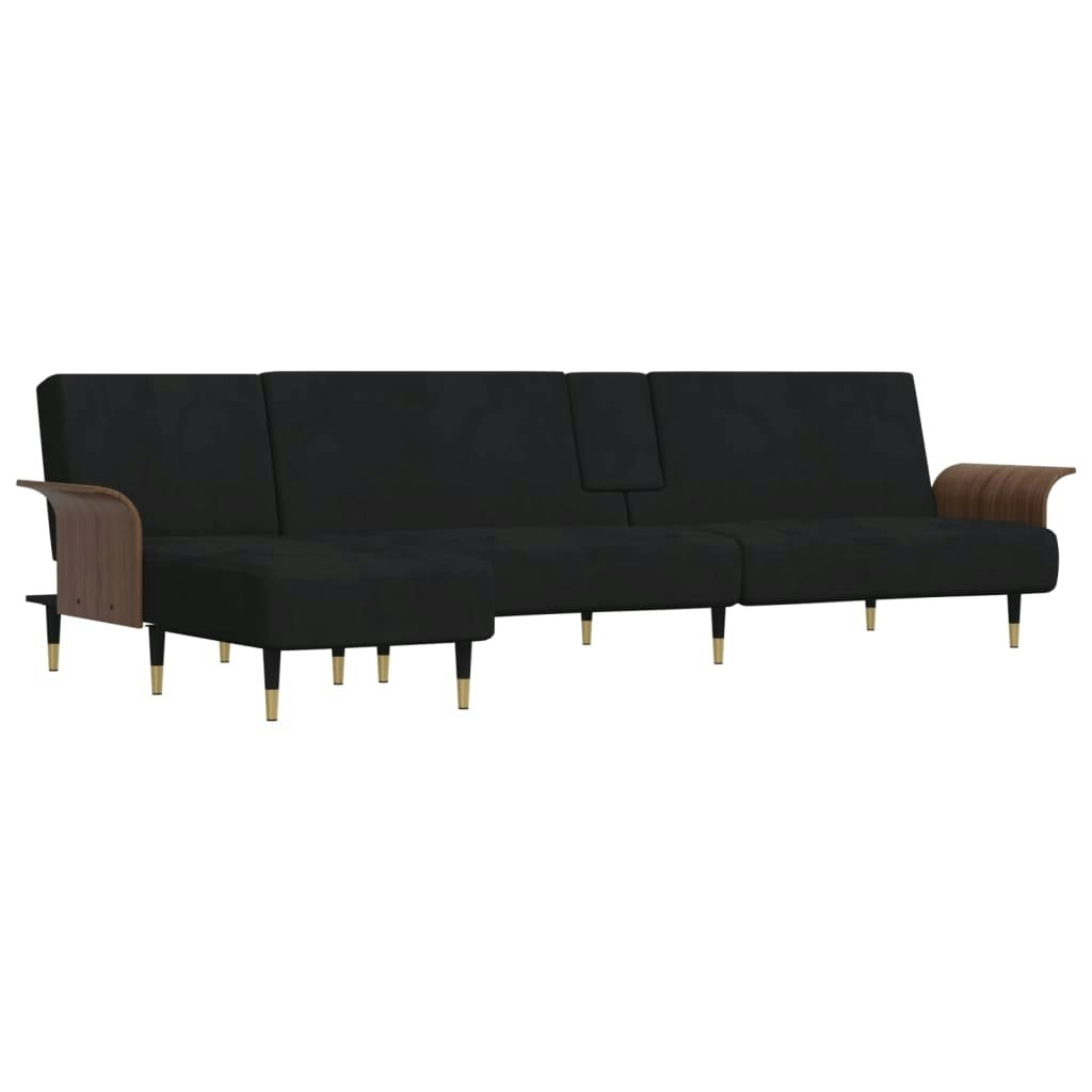 L-shaped Sofa Black 279x140x70 cm Velvet 3157218