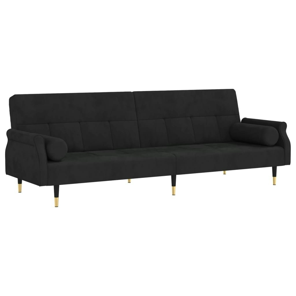 Sofa Bed with Cushions Black Velvet 351861