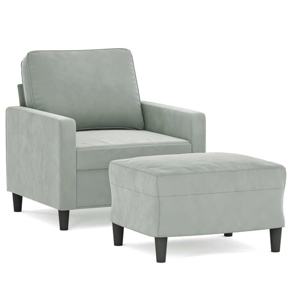 Sofa Chair with Footstool Light Grey 60 cm Velvet 3201045