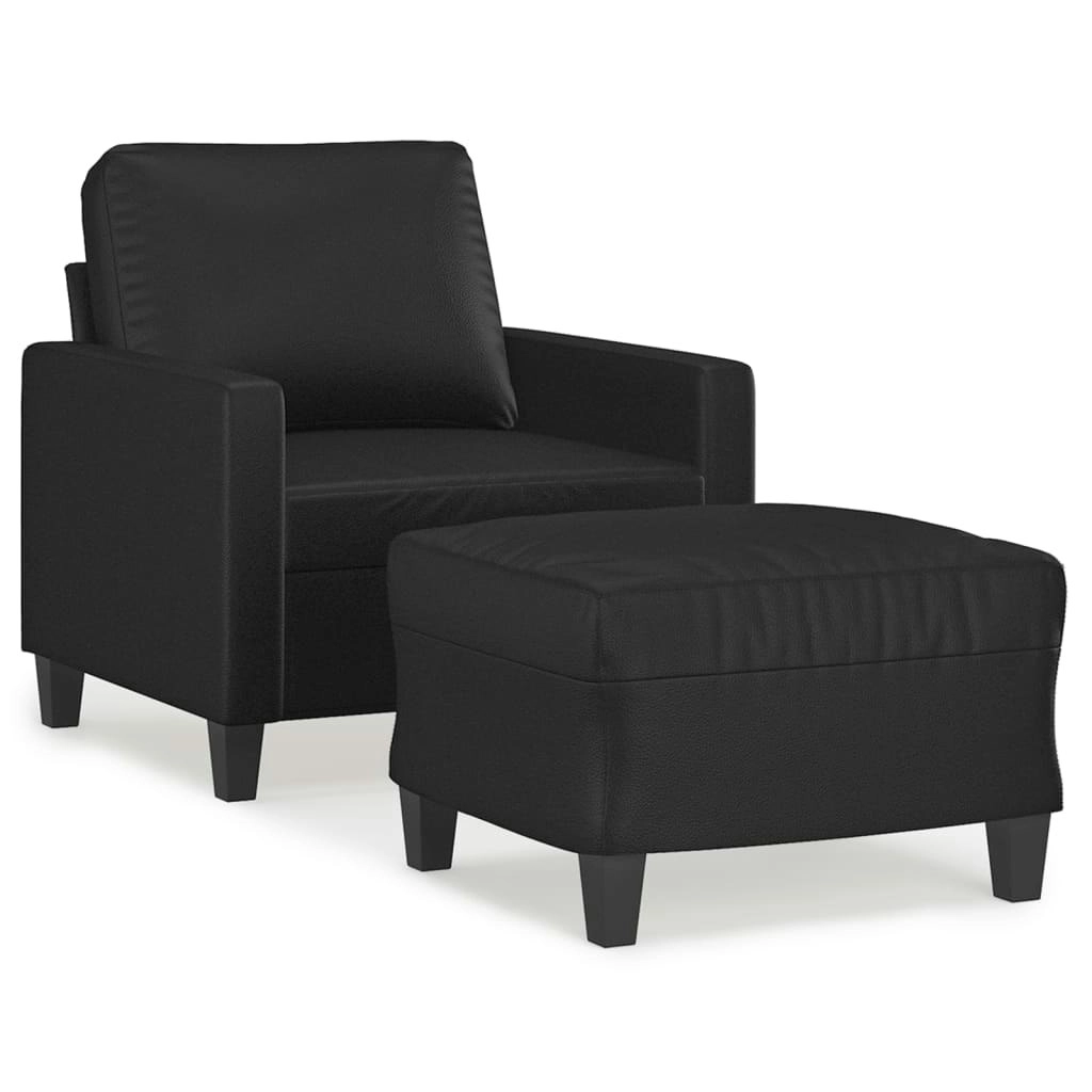 Sofa Chair with Footstool Black 60 cm Faux Leather 3201019