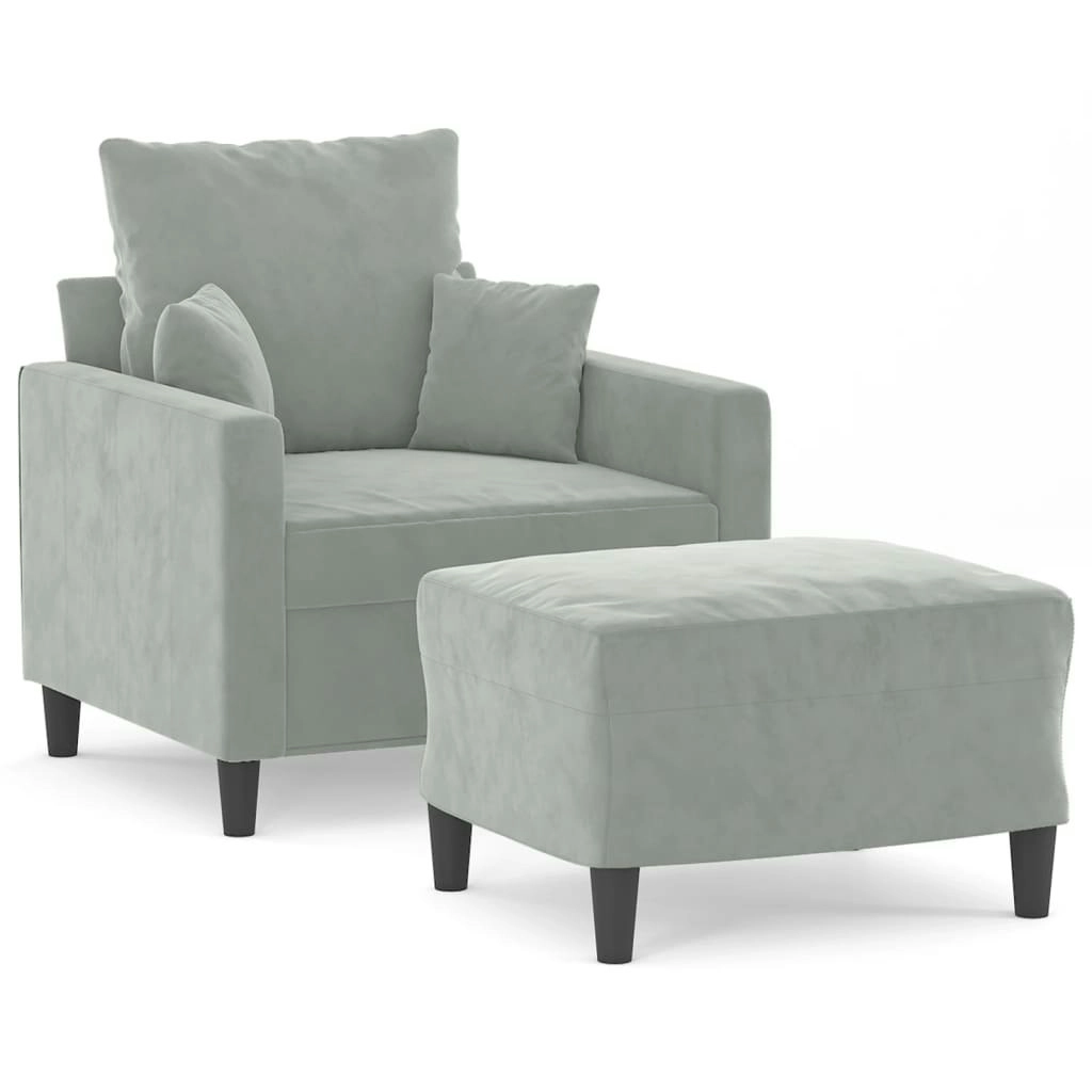 Sofa Chair with Footstool Light Grey 60 cm Velvet 3201097