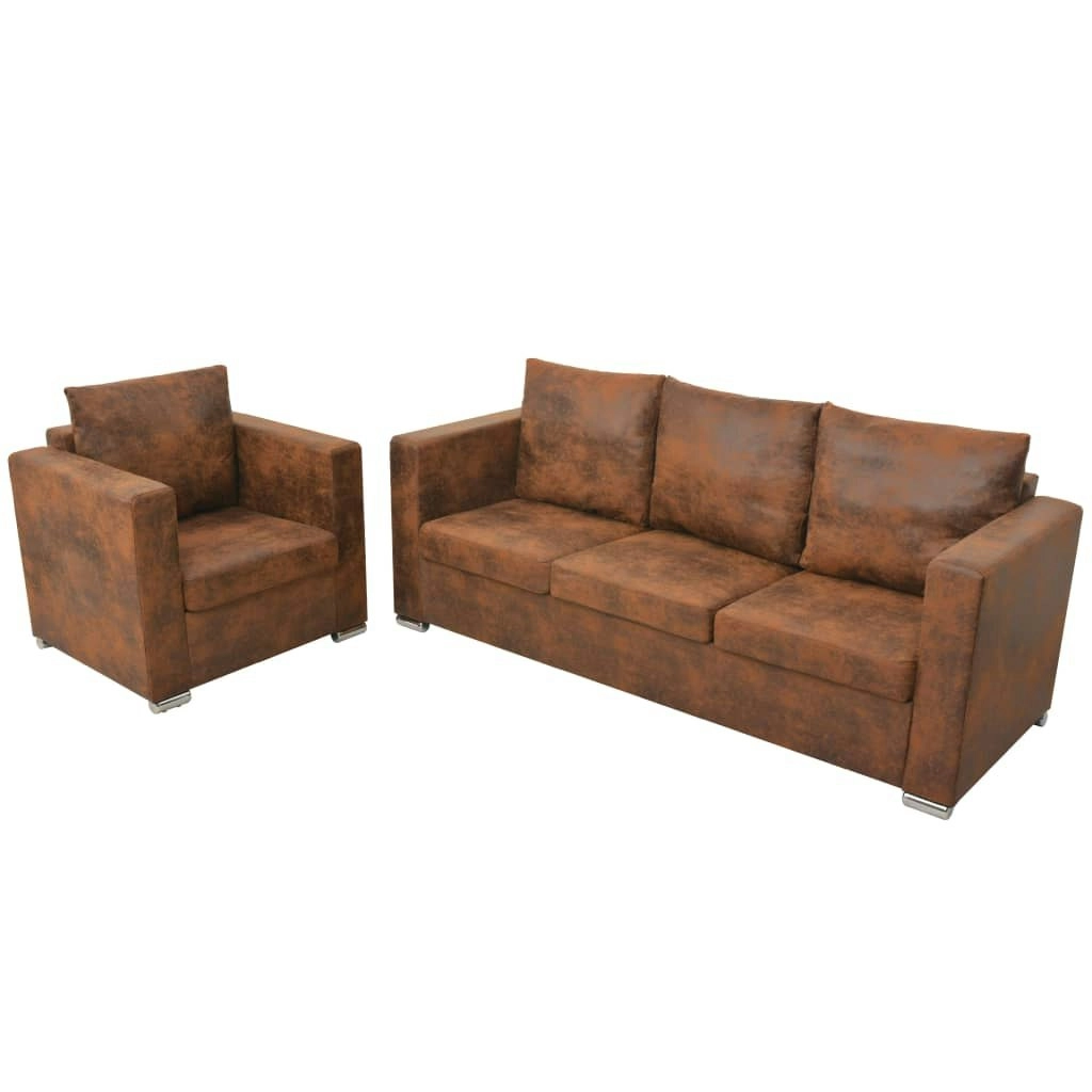 Sofa Set 2 Pieces Artificial Suede Leather 274884