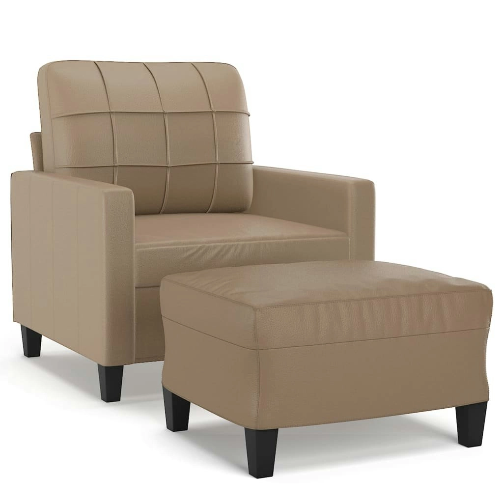 Sofa Chair with Footstool Cappuccino 60 cm Faux Leather 3201013