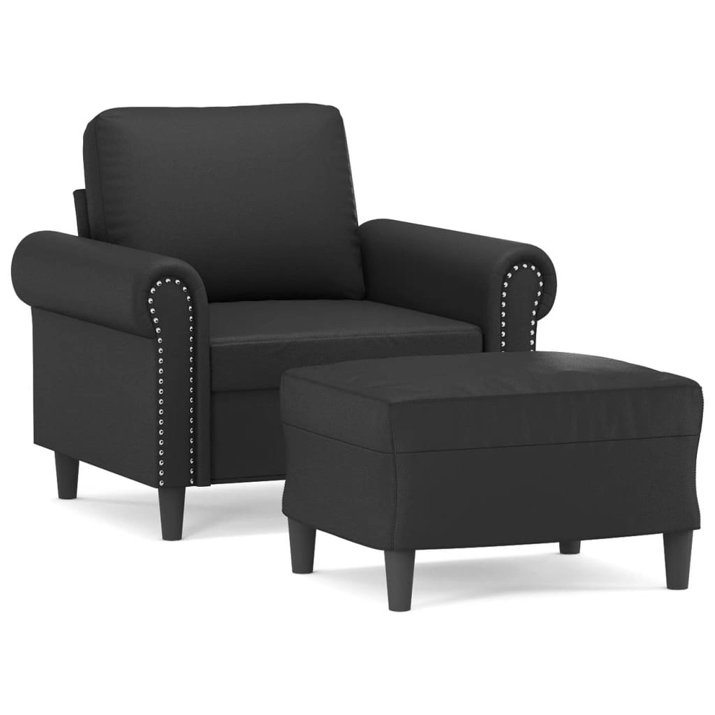 Sofa Chair with Footstool Black 60 cm Faux Leather 3201200