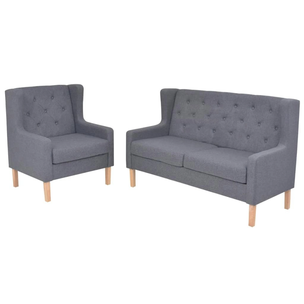 Sofa Set 2 Pieces Fabric Grey 274932