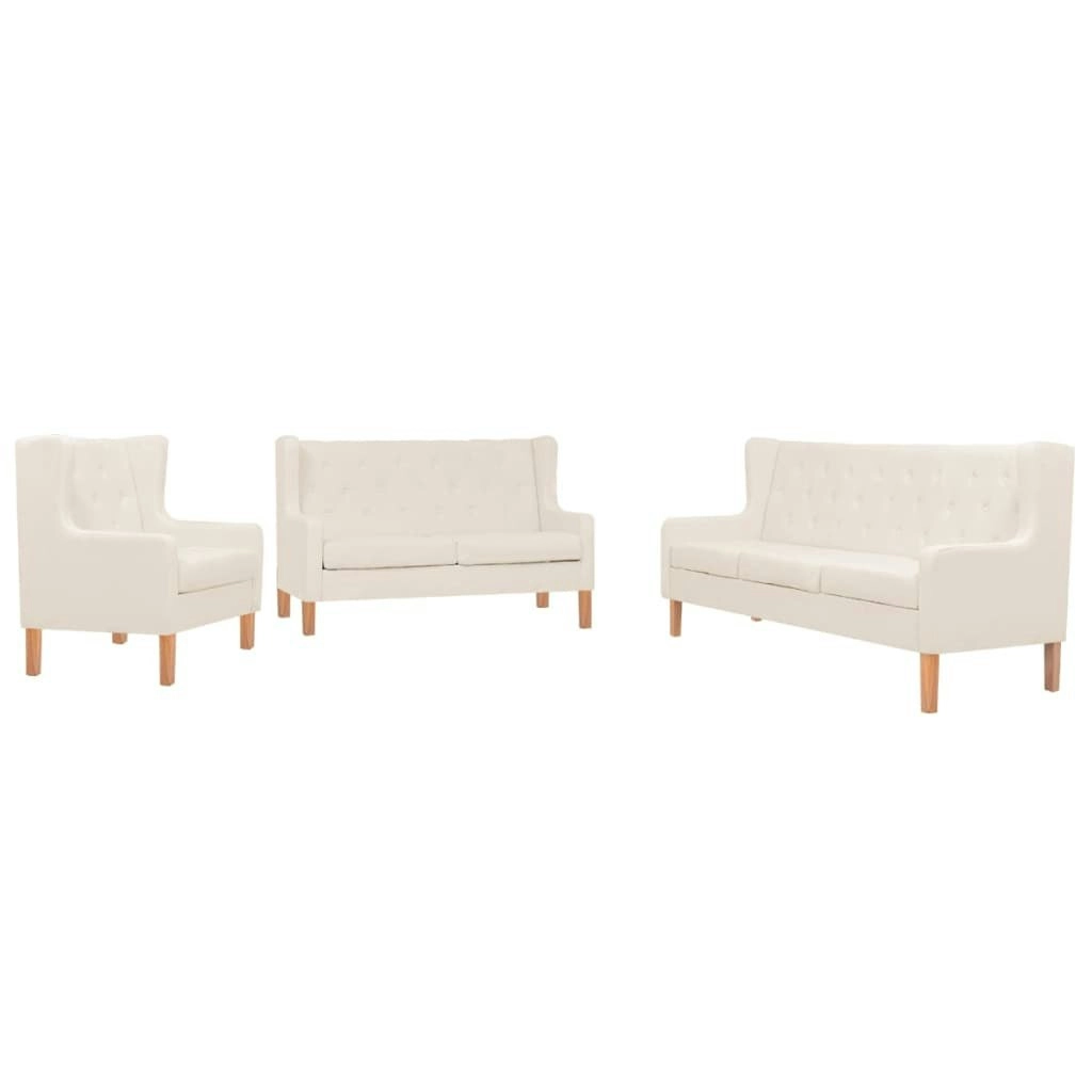 Sofa Set 3 Pieces Fabric Cream White 274931