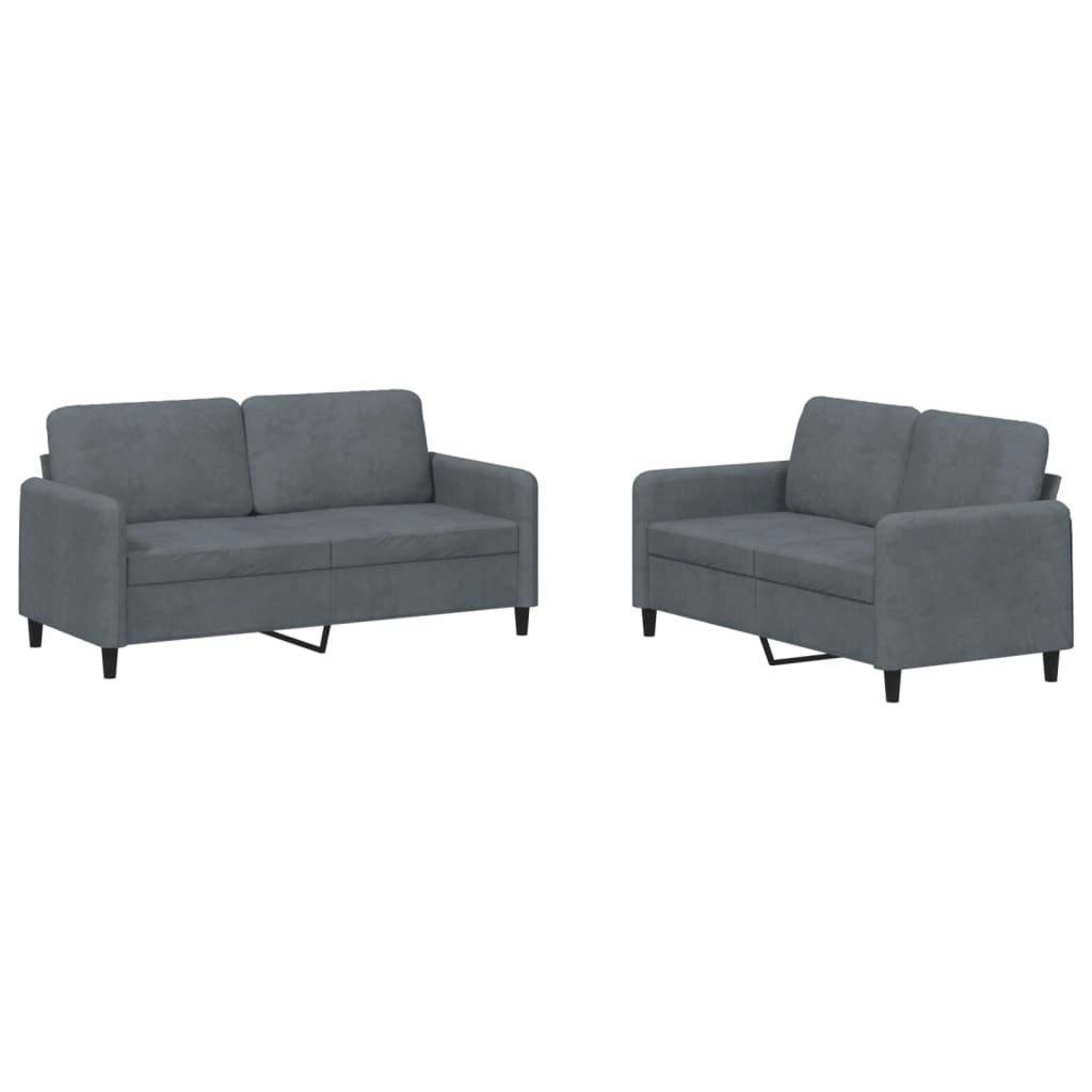 2 Piece Sofa Set Dark Grey Velvet 3201975