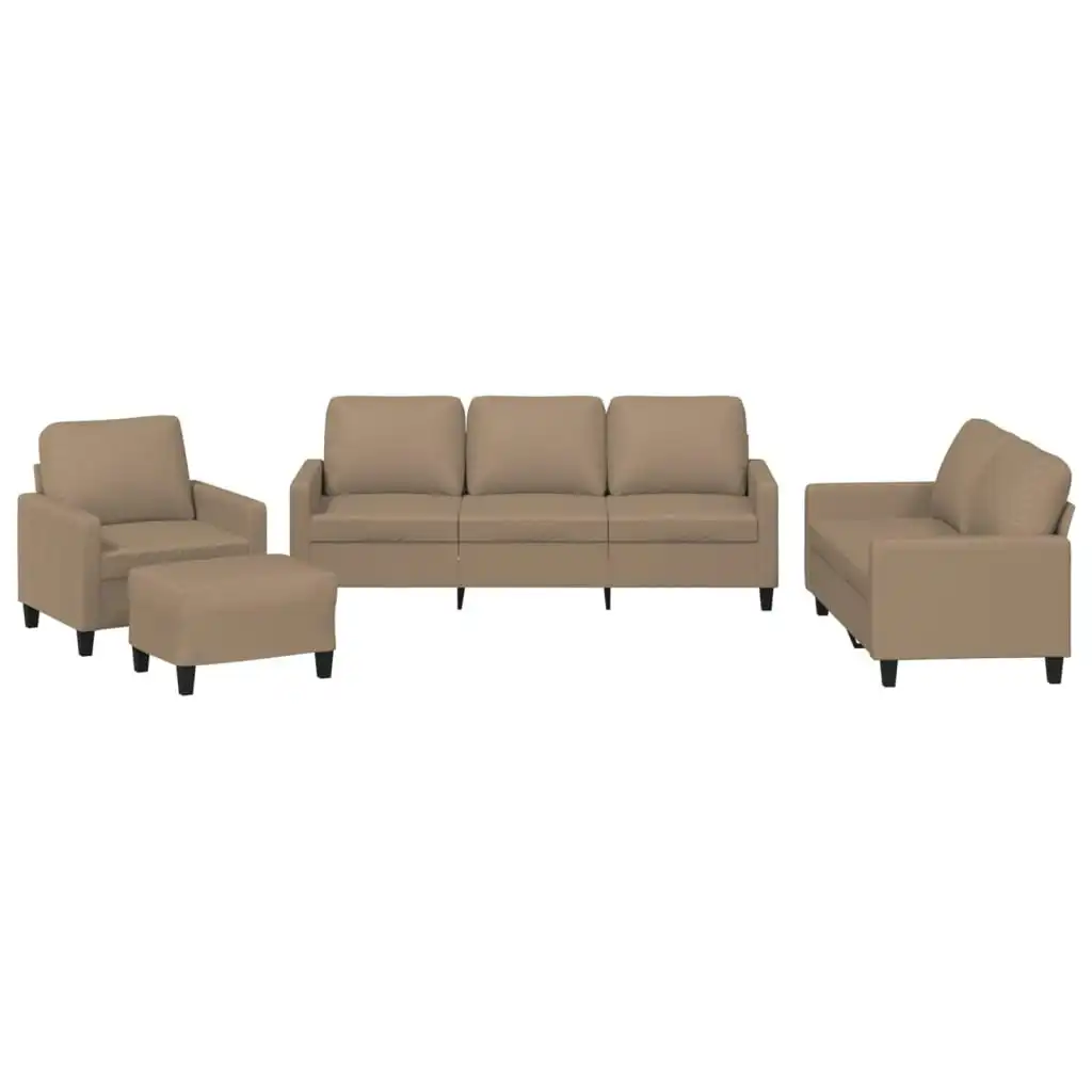 4 Piece Sofa Set with Cushions Cappuccino Faux Leather 3201407