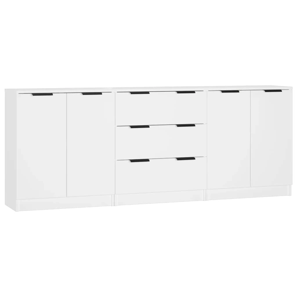 3 Piece Sideboards White Engineered Wood 3115780