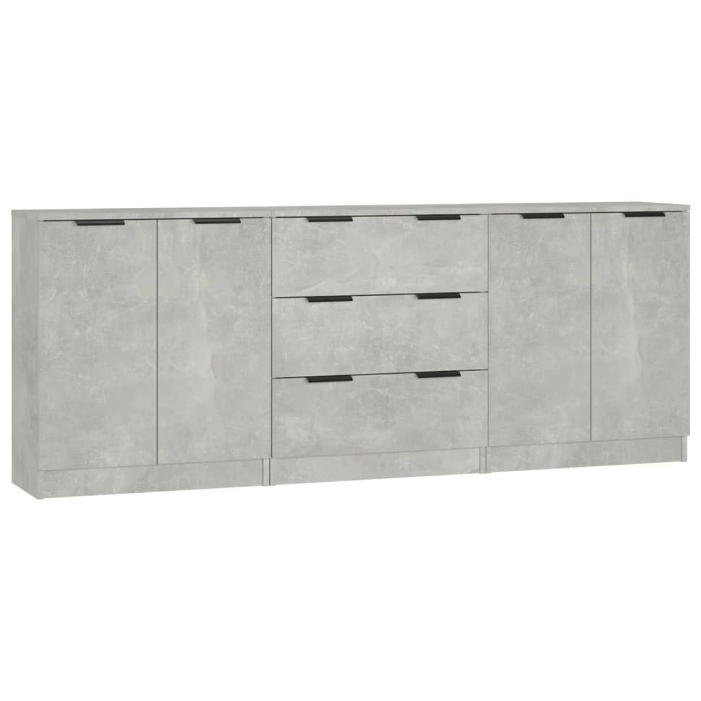 3 Piece Sideboards Concrete Grey Engineered Wood 3115783