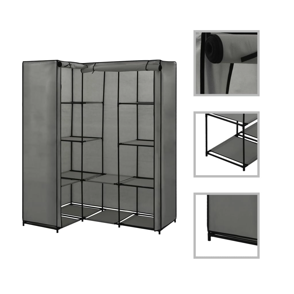 Corner Wardrobe Grey 130x87x169 cm 282452