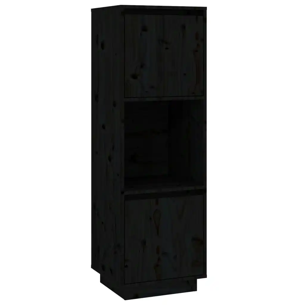 Highboard Black 38x35x117 cm Solid Wood Pine 814363