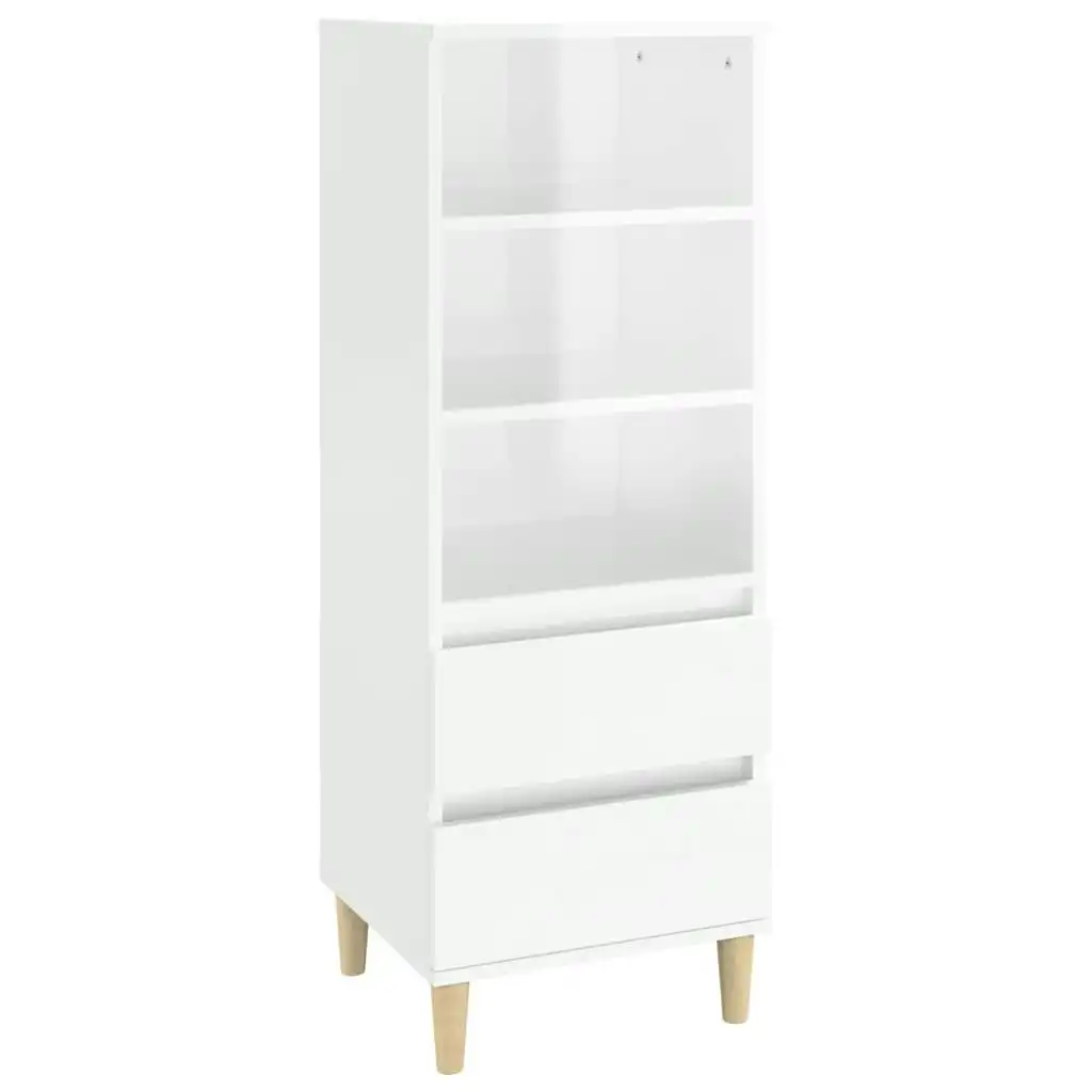 Highboard High Gloss White 40x36x110 cm Engineered Wood 821238