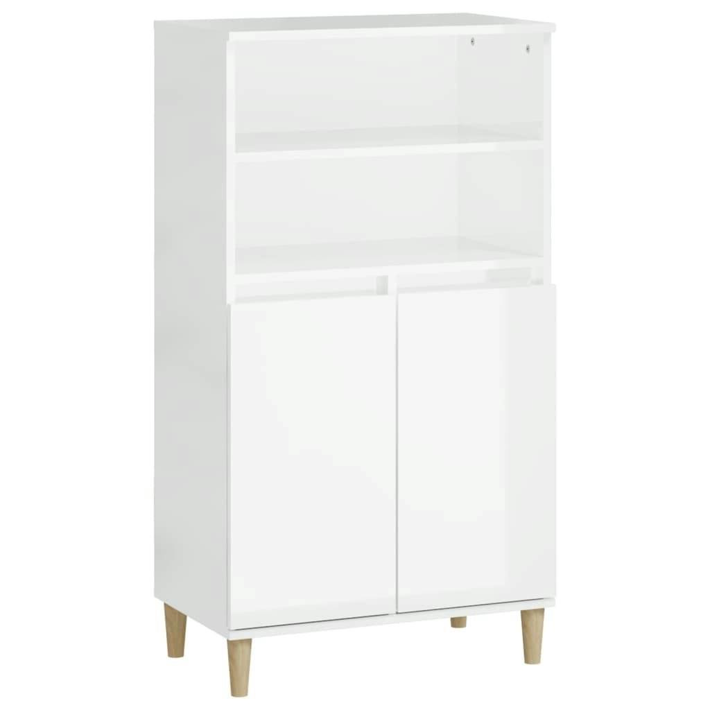 Highboard High Gloss White 60x36x110 cm Engineered Wood 821222