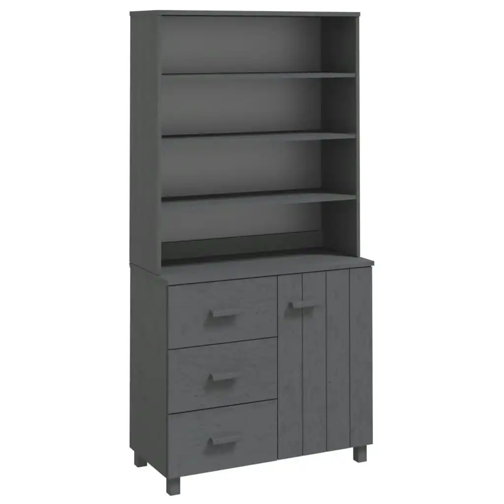 Highboard "HAMAR" Solid Wood Pine Dark Grey 3100924