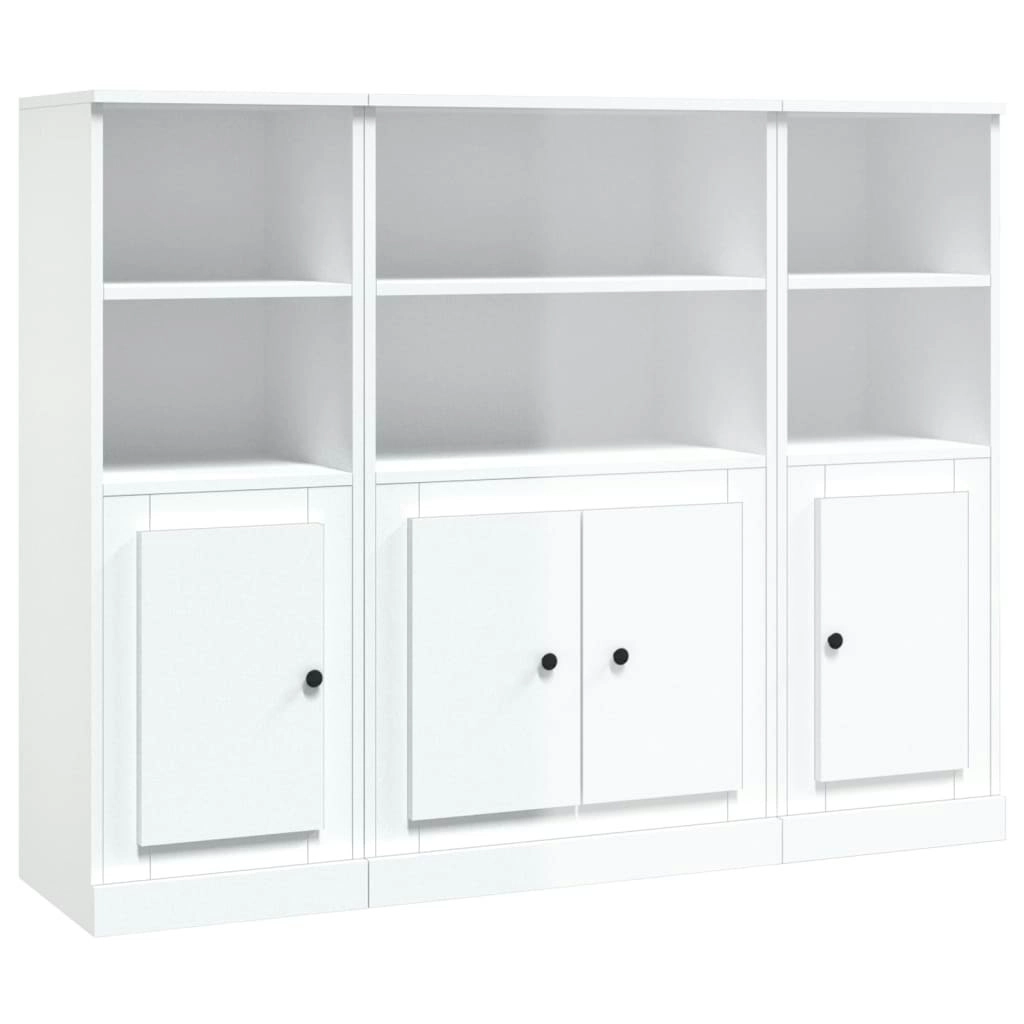 Highboards 3 pcs High Gloss White Engineered Wood 3185305