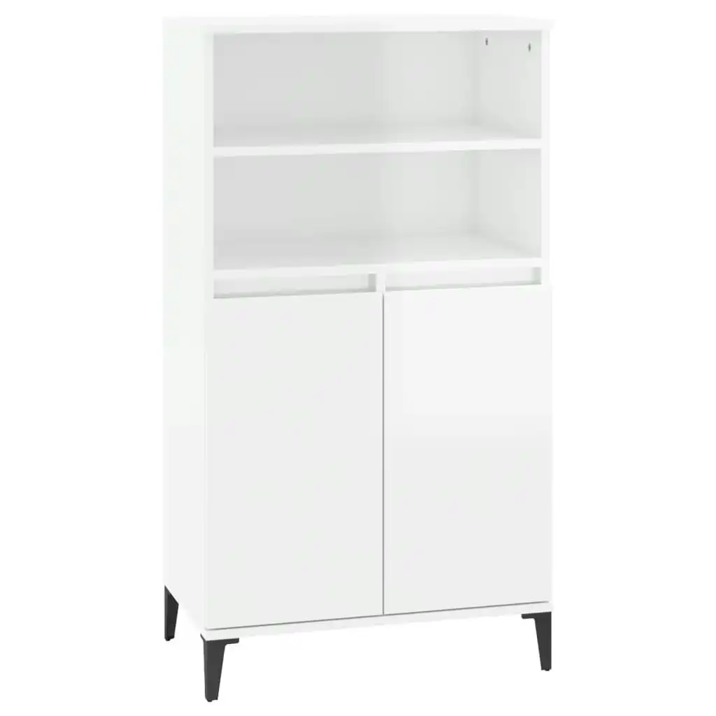 Highboard High Gloss White 60x36x110 cm Engineered Wood 821230