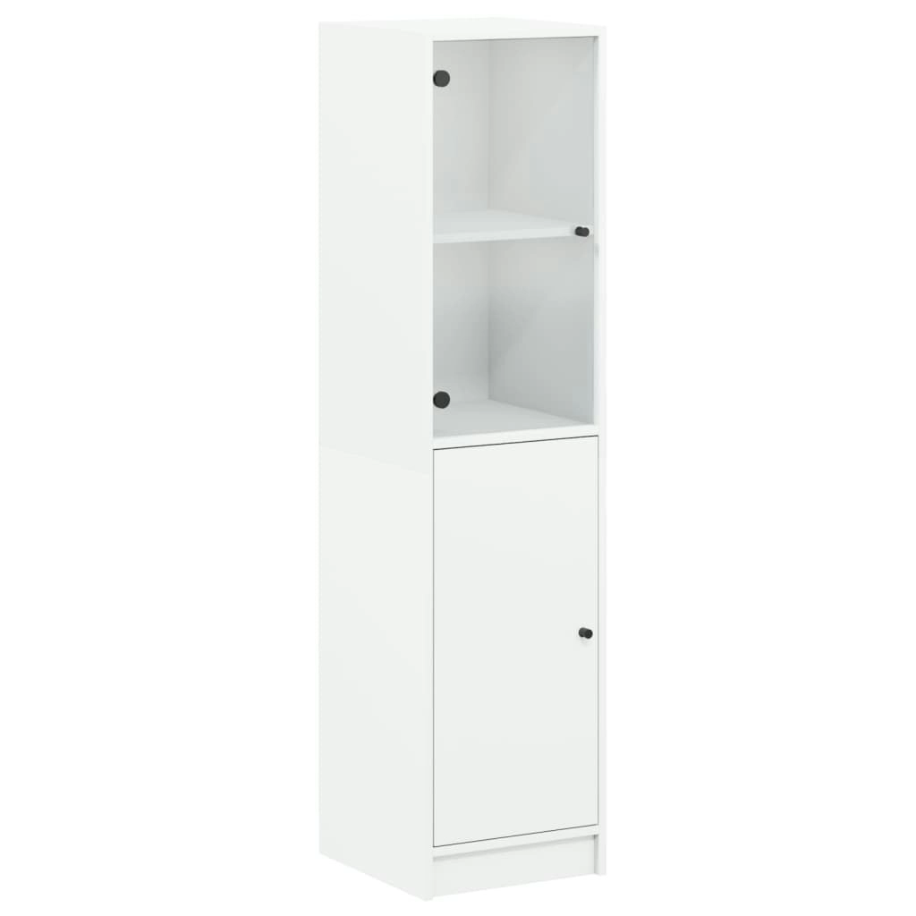 Highboard with Glass Door White 35x37x142 cm 836441