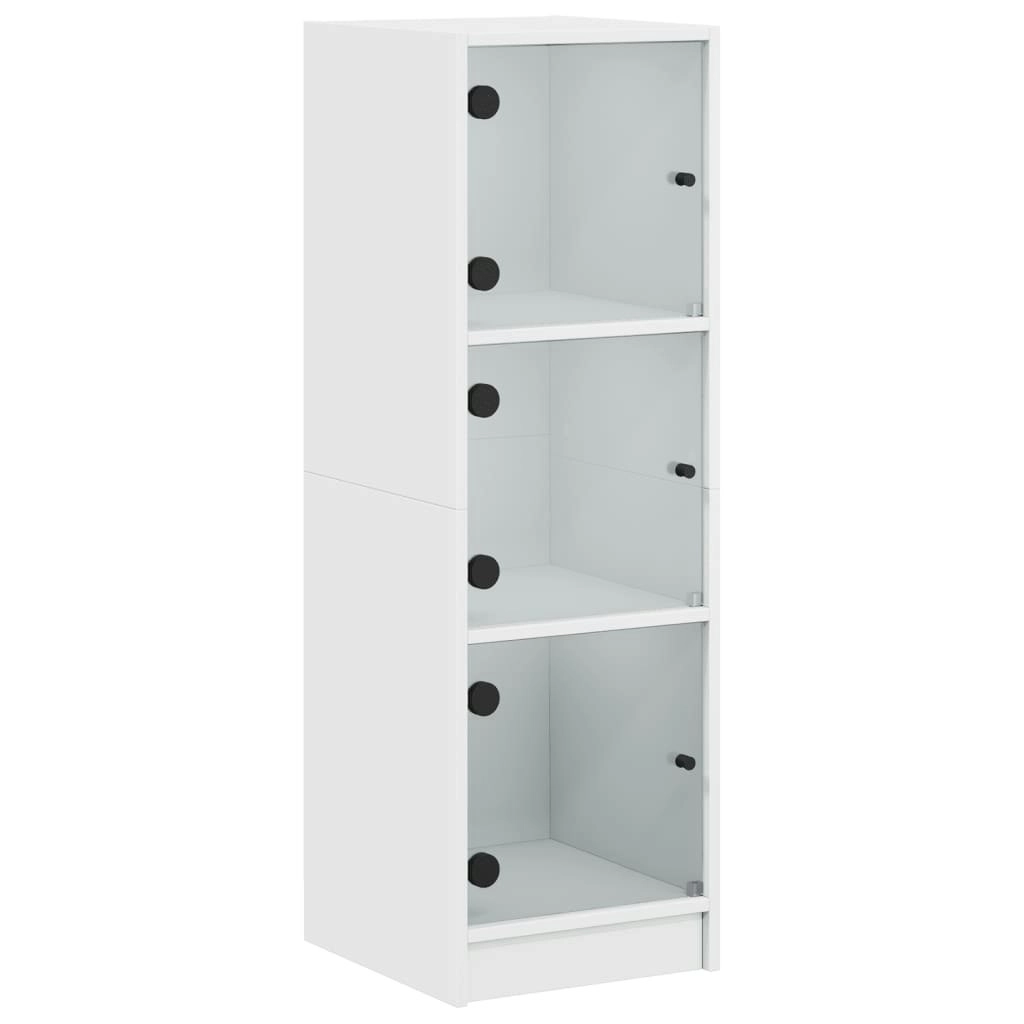 Highboard with Glass Doors White 35x37x109 cm 836385