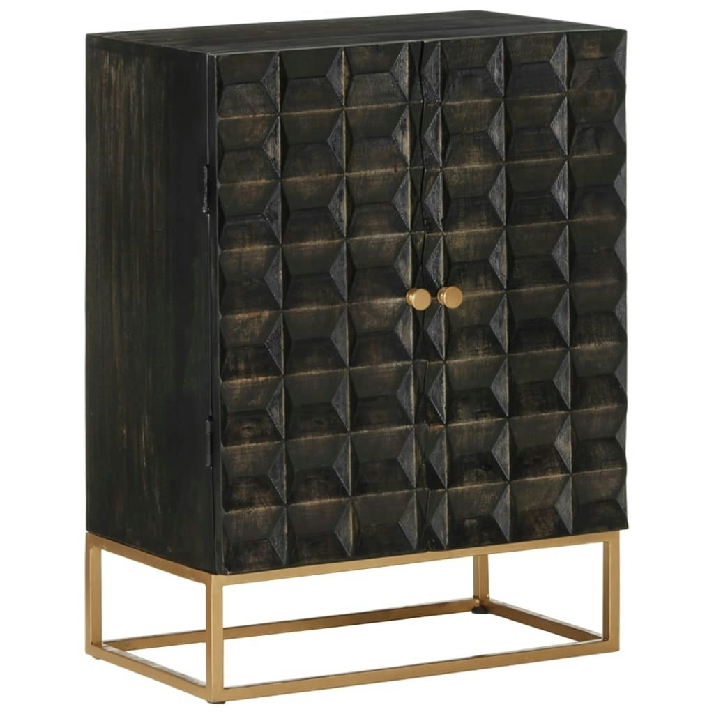 Sideboard Black 55x34x75 cm Solid Wood Mango and Iron 351679